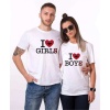 Tshirthane I Love Boy Girl  Sevgili Kombinleri Tshirt Çift Kombini