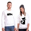 Tshirthane Kedi Ve Balık Cat Fish Sevgili Kombinleri Sweatshirt Çift Kombini