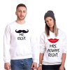 Tshirthane Mr. Mrs. Right.  Sevgili Kombinleri Sweatshirt Çift Kombini