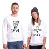 Tshirthane Devil Angel Sevgili Kombinleri Sweatshirt Çift Kombini