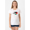 Heart Palestine Flag Beyaz Kadın Bisikletyaka Tshirt