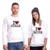 Tshirthane I Love Boy Girl  Sevgili Kombinleri Sweatshirt Kombini