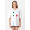 Euro 24 Italy Beyaz Kadın Oversize Tshirt