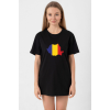 Euro 24 Romania Siyah Kadın Oversize Tshirt