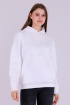 Beyaz Basic Oversize Kadın Kapüşonlu Hoodie 3 iplik Sweatshirt