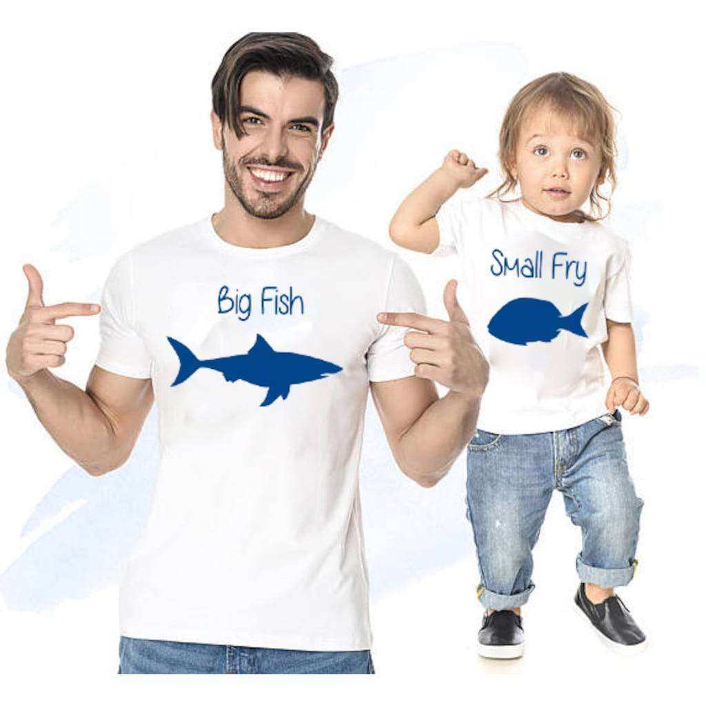 Baba Oğul Kız Big Fish Small Fry Tişört (TEKLİ ÜRÜNDÜR KOMBİN YAPMAK İÇİN 2 ADET SEPETE EKLEYİNİZ)