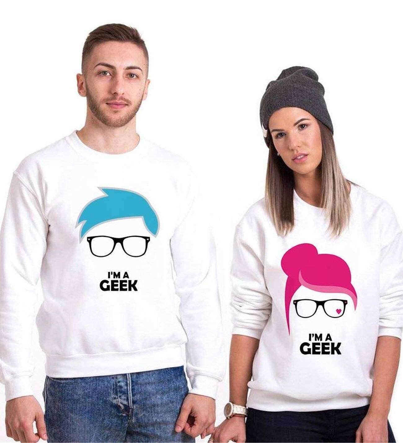 Tshirthane Im A Geek Sevgili Kombinleri Sweatshirt Kombini