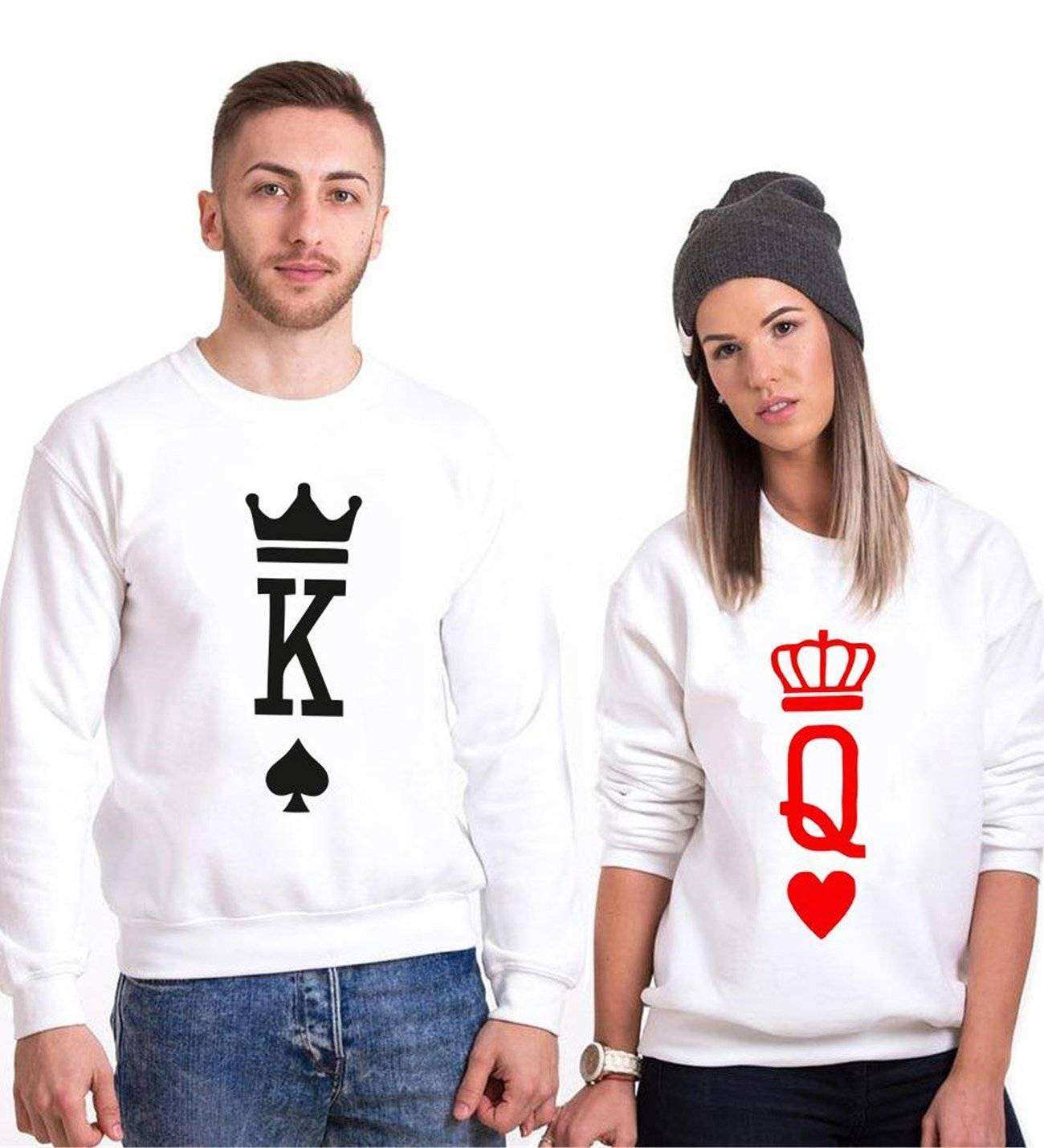 Tshirthane K Q King Queen Sevgili Kombinleri Sweatshirt Kombini