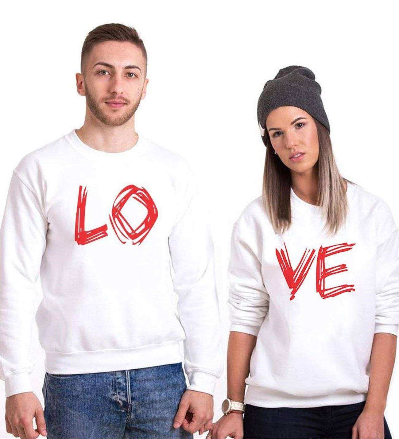 Tshirthane Lo Ve Aşk Sevgili Kombinleri Sweatshirt Kombini