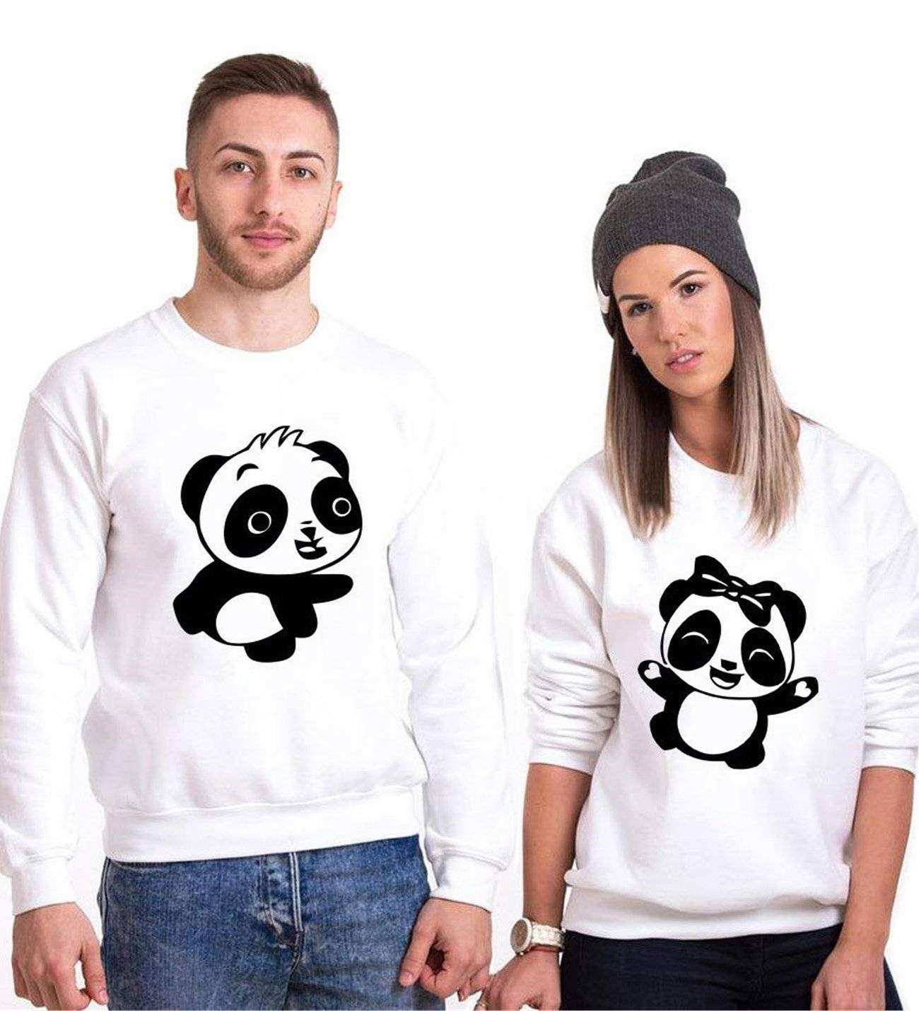 Tshirthane Panda Dans Sevgili Kombinleri Sweatshirt Kombini