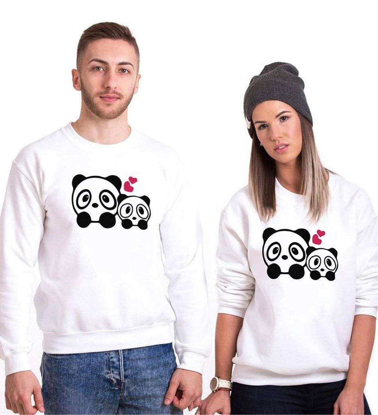 Tshirthane Sevimli Pandalar  Sevgili Kombinleri Sweatshirt Kombini
