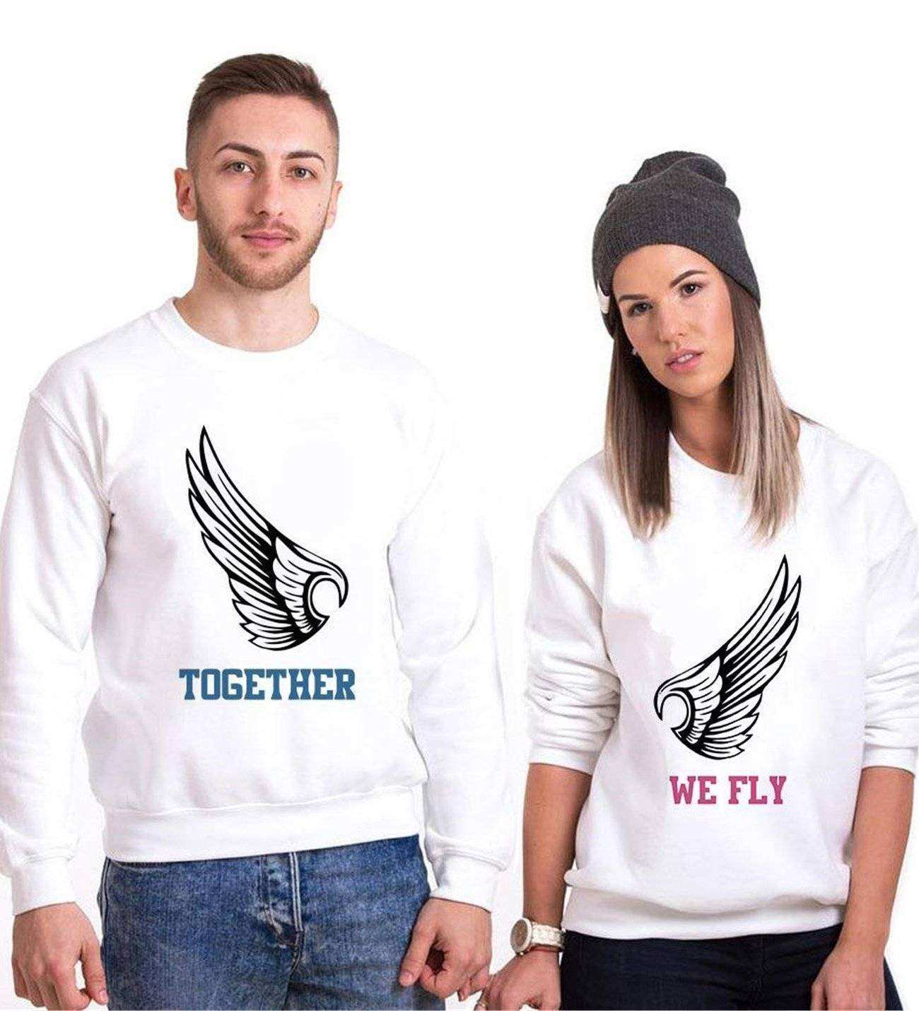 Tshirthane Together We Fly  Sevgili Kombinleri Sweatshirt Kombini