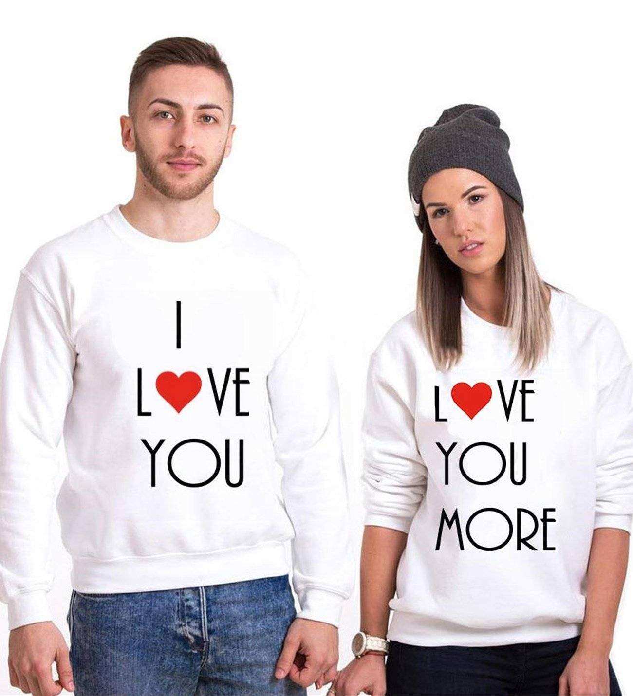 Tshirthane I Love You I Love More Sevgili Kombinleri Sweatshirt Kombini