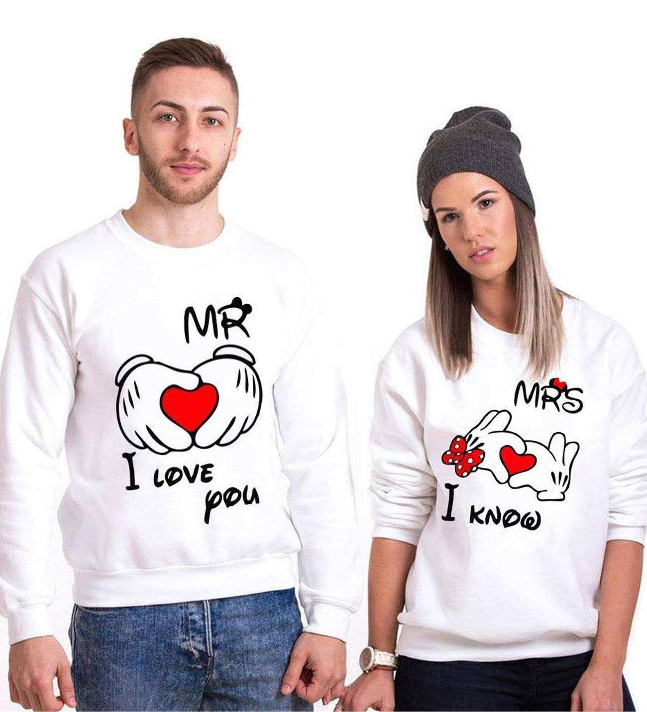 Tshirthane Mr. Mrs. Kalp Sevgili Kombinleri Sweatshirt Kombini