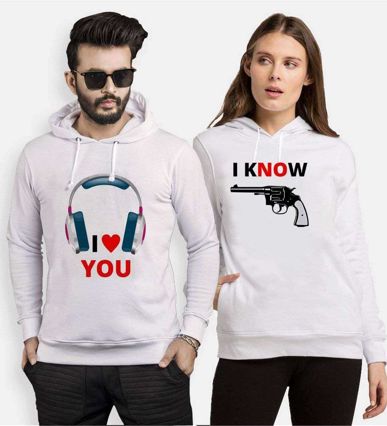 Tshirthane I Love You I Know Sevgili Kombinleri Kapüşonlu Kombini