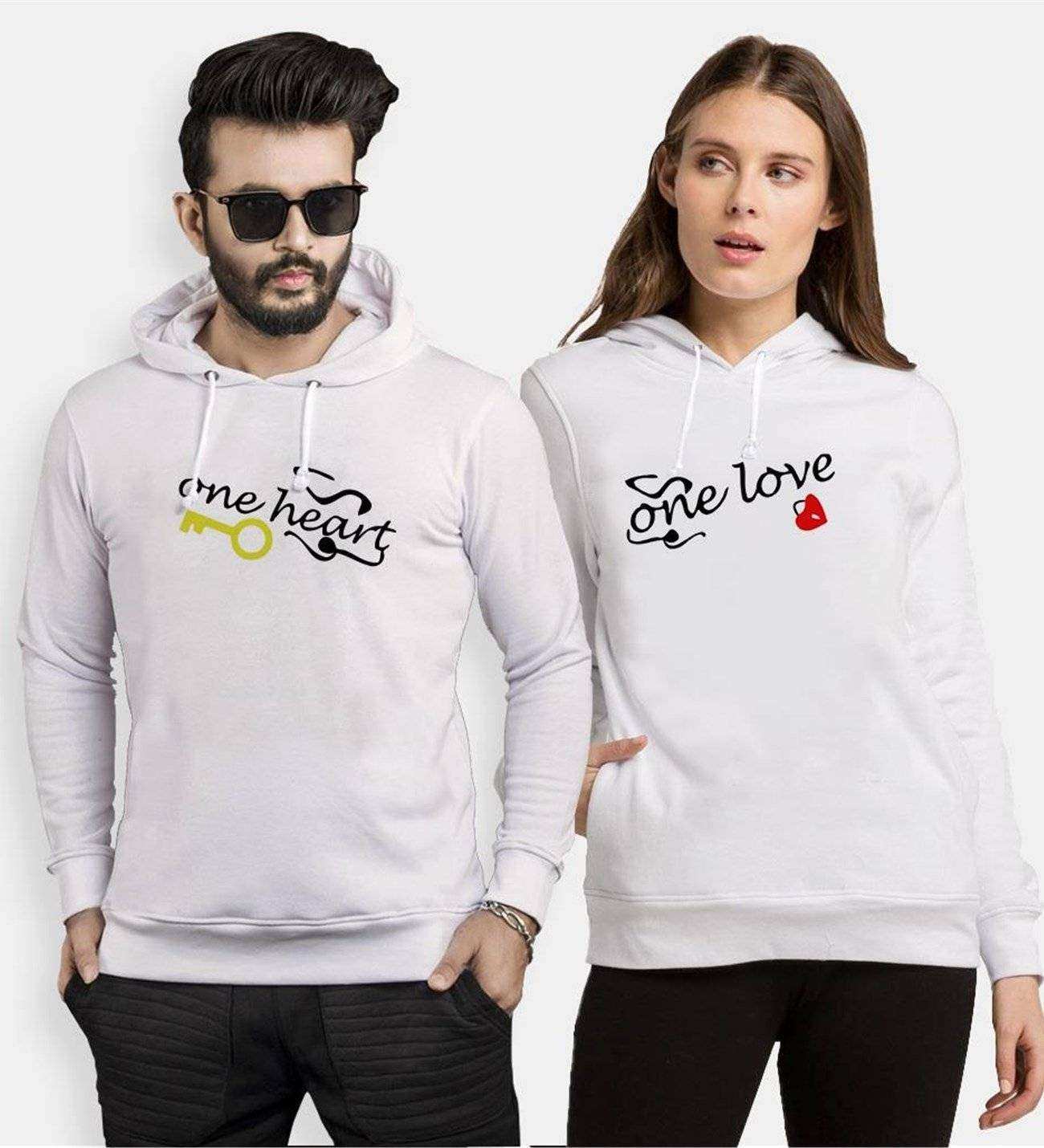 Tshirthane One Heart Love Sevgili Kombinleri Kapüşonlu Kombini