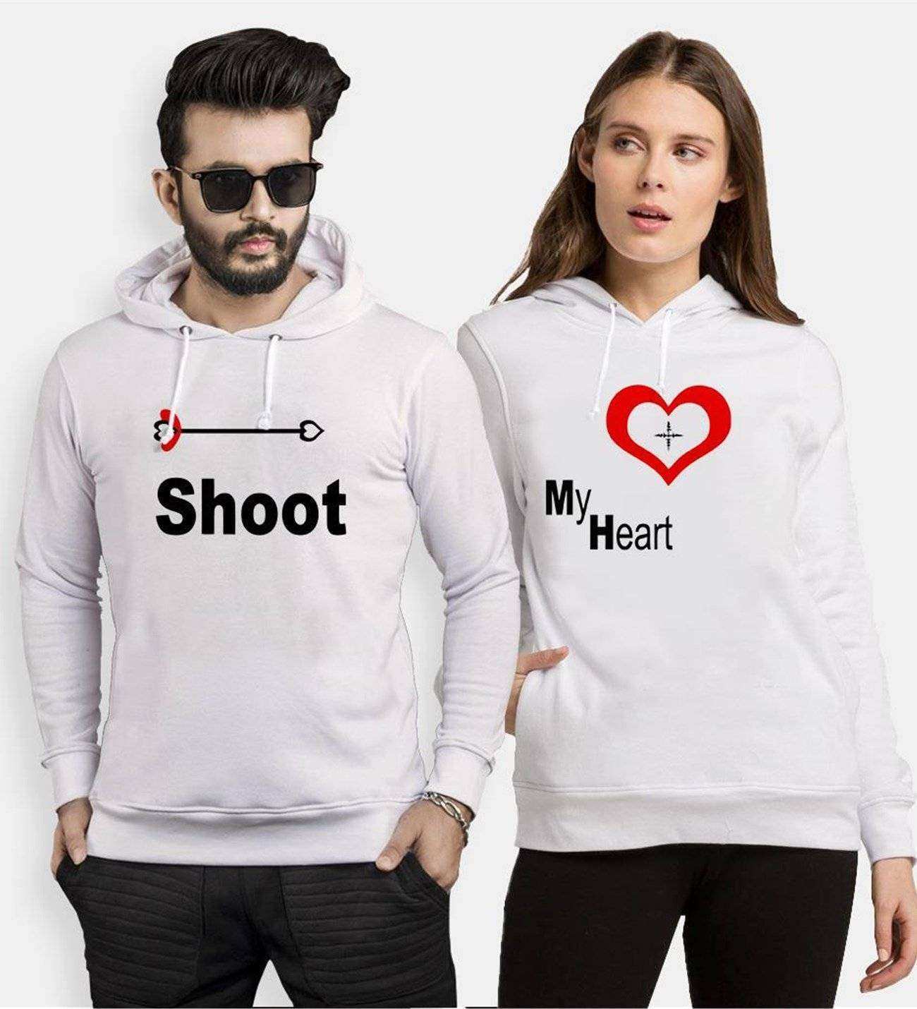 Tshirthane Shoot My Heart  Sevgili Kombinleri Kapüşonlu Kombini