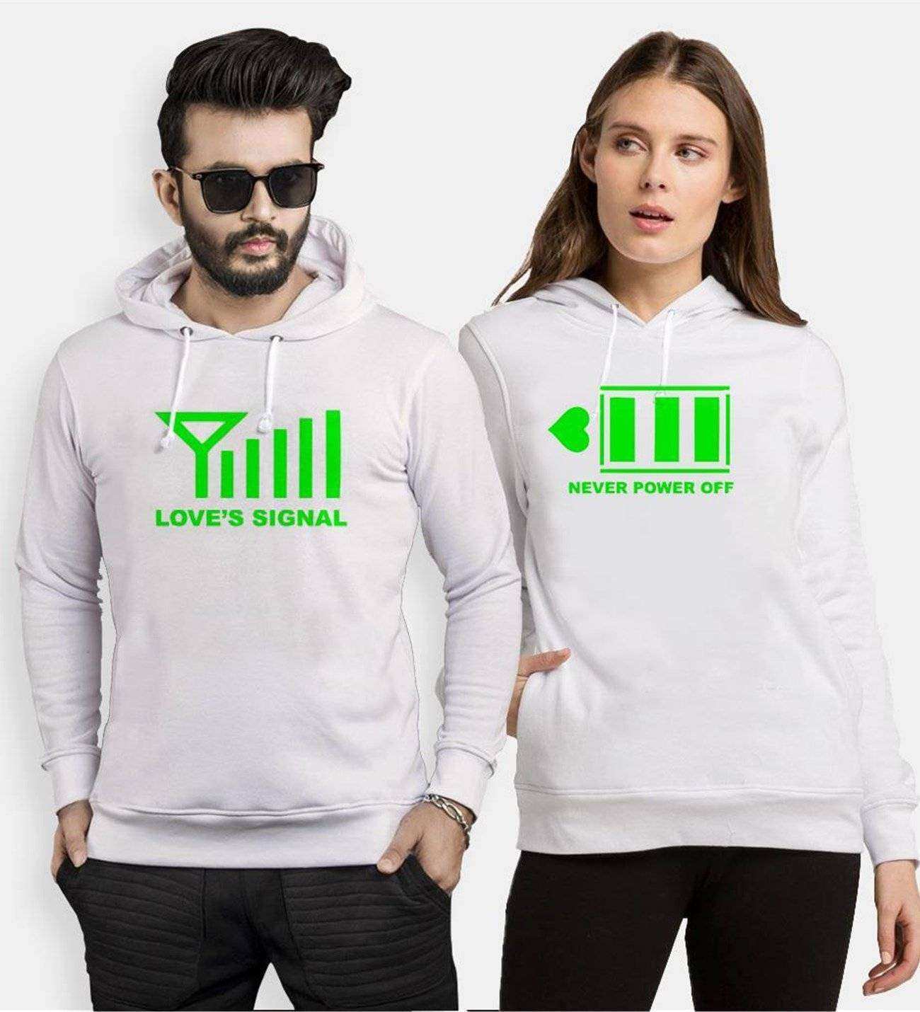 Tshirthane Signal Power Aşkın Gücü Sevgili Kombinleri Kapüşonlu Kombini