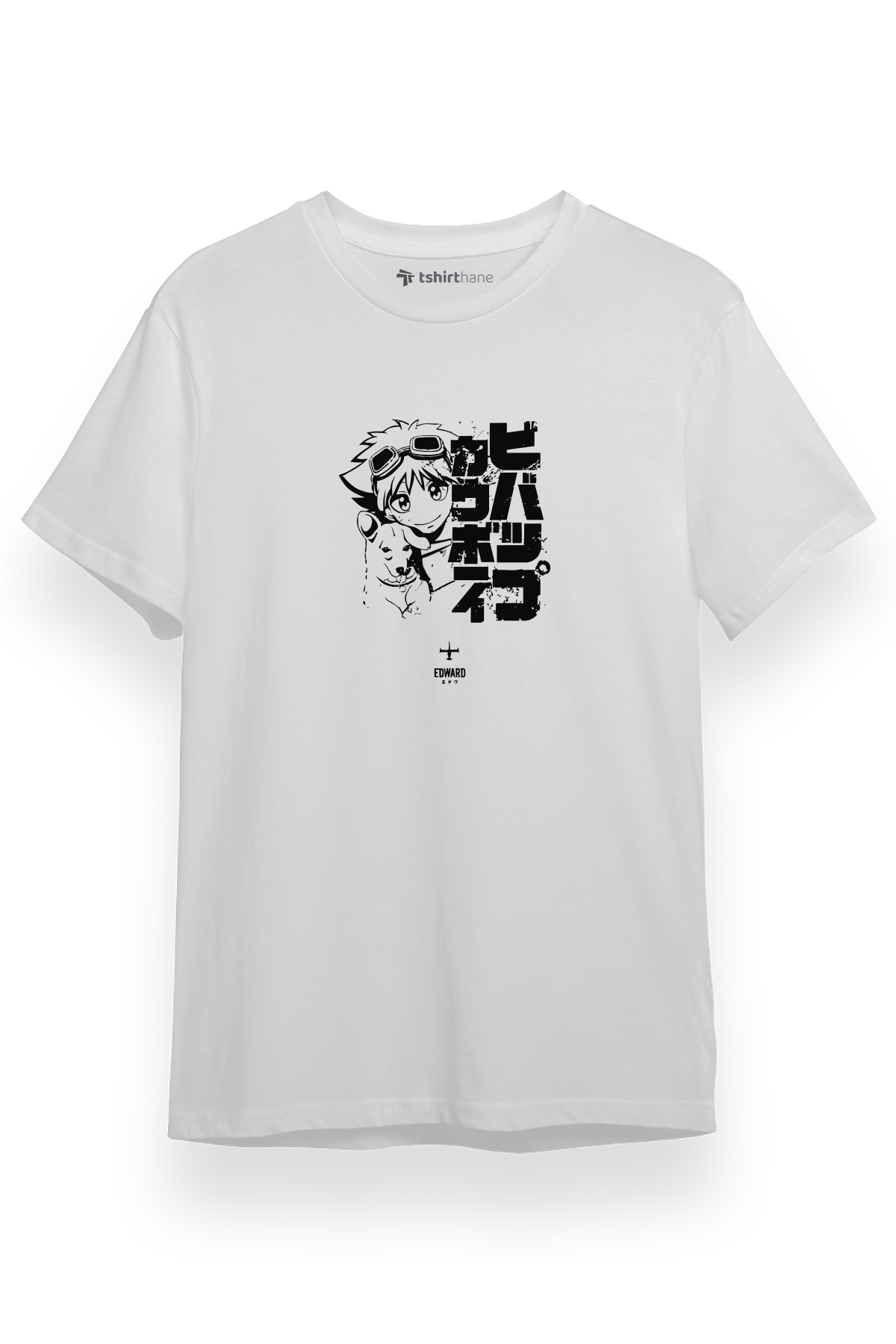 Cowboy Bebop Vintage Ein and Ed Beyaz Kısa kol Erkek Tshirt