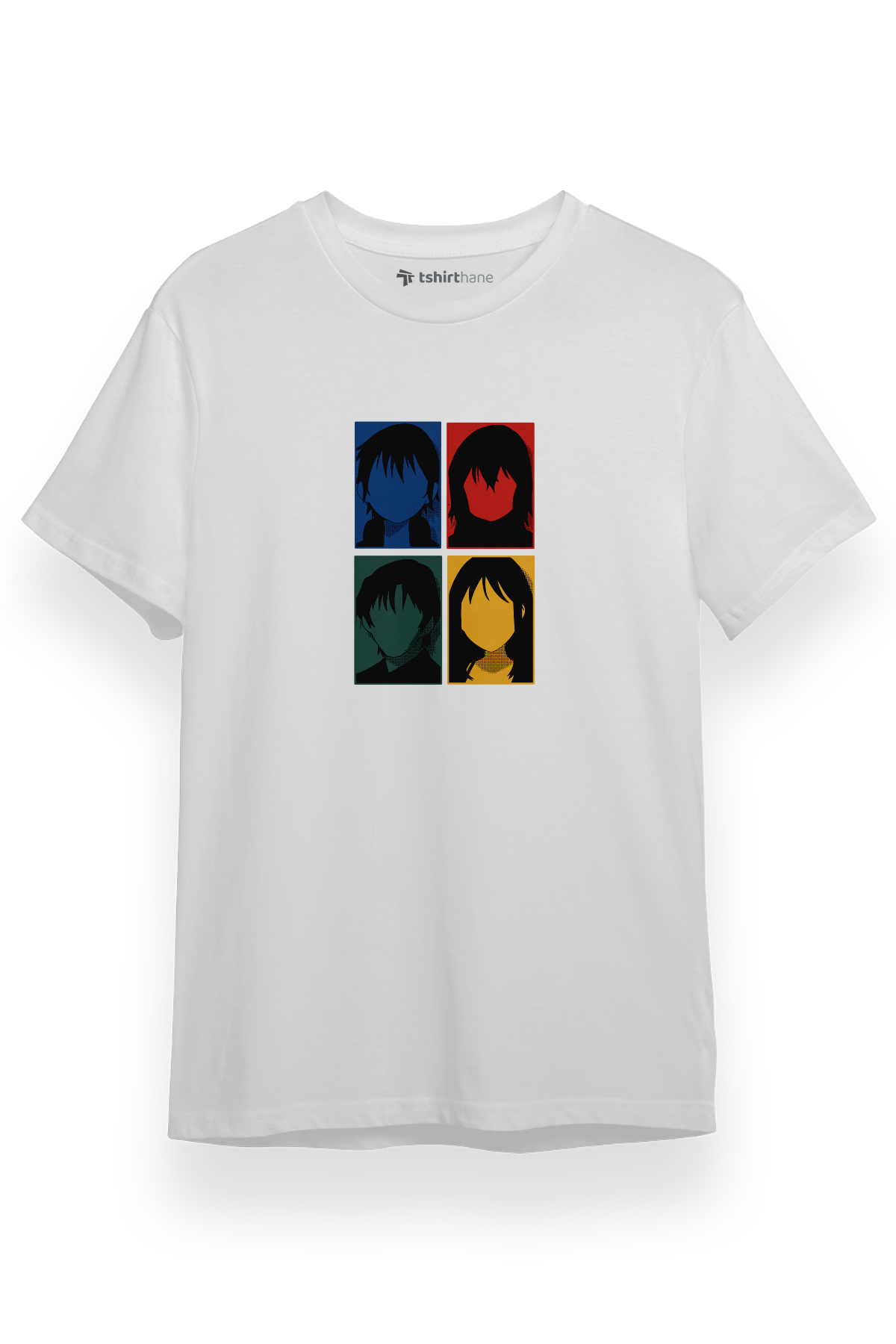 Erased Anime All Main Character Minimal Colorful Art Beyaz Kısa kol Erkek Tshirt