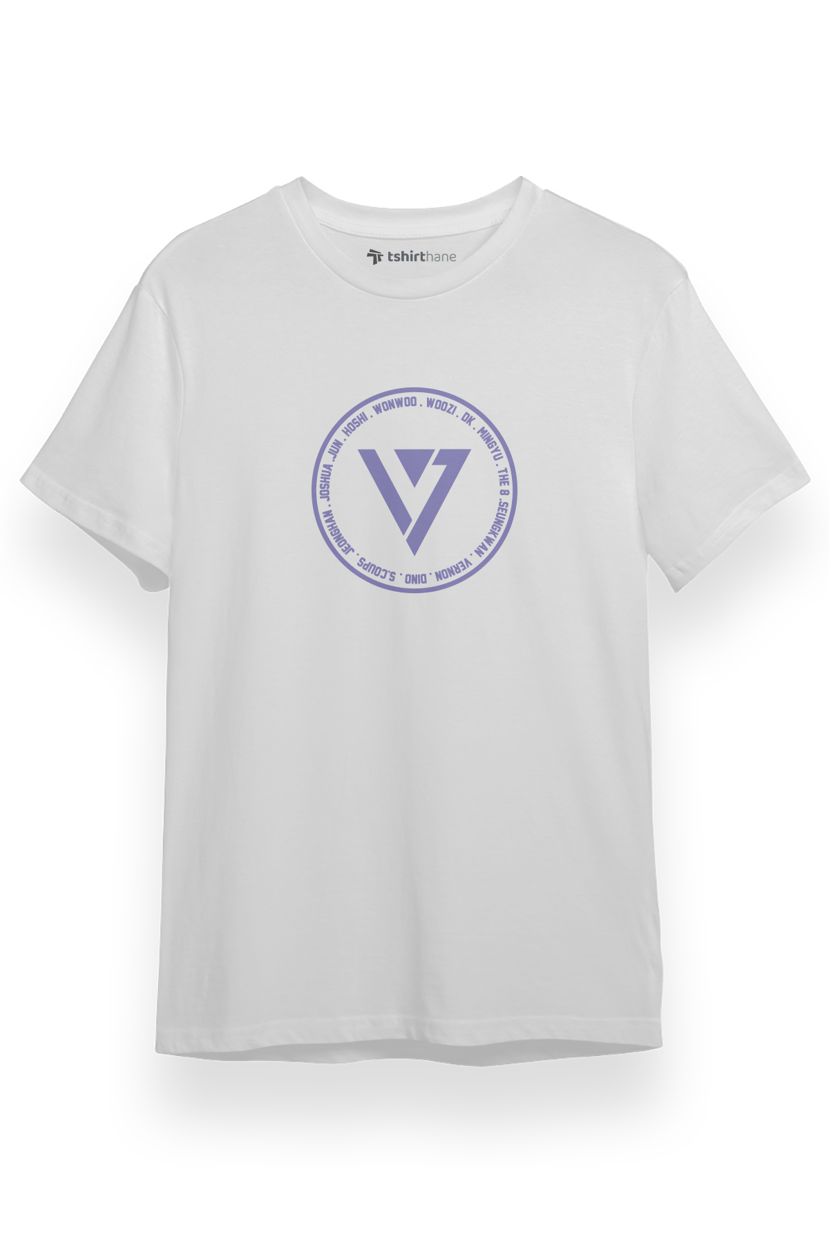 Seventeen Members Logo Beyaz Kısa kol Erkek Tshirt