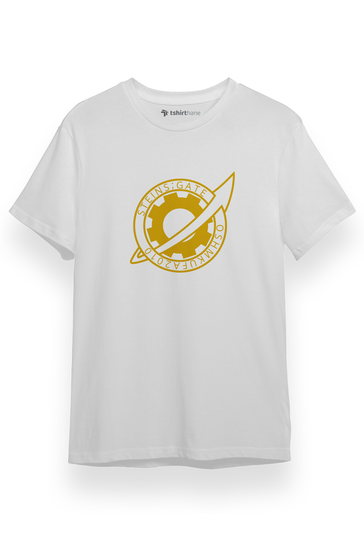 Steins Gate Future Gadget Laboratory Badge Beyaz Kısa kol Erkek Tshirt