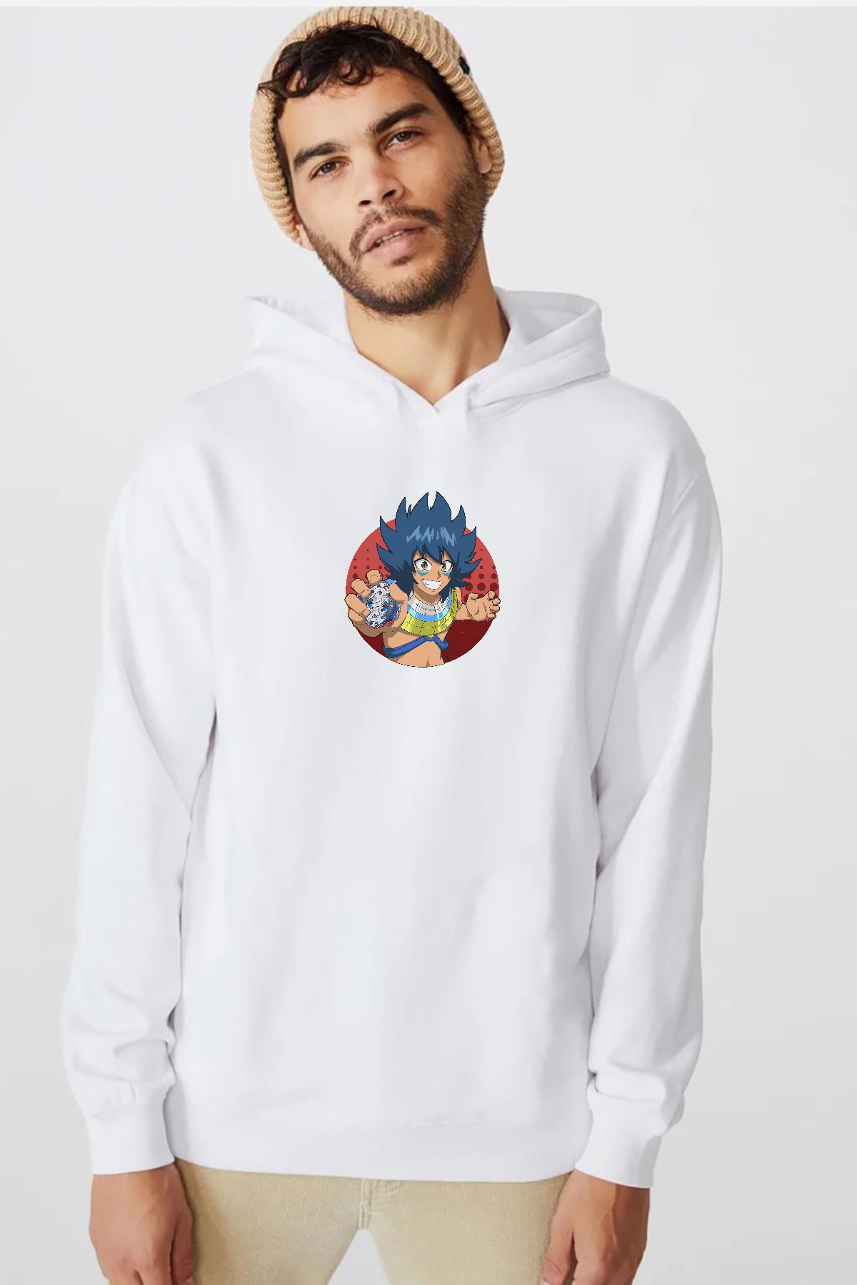 Beyblade Laban Vanot With Leopard Beyaz Erkek 3ip Kapşonlu  Sweatshirt