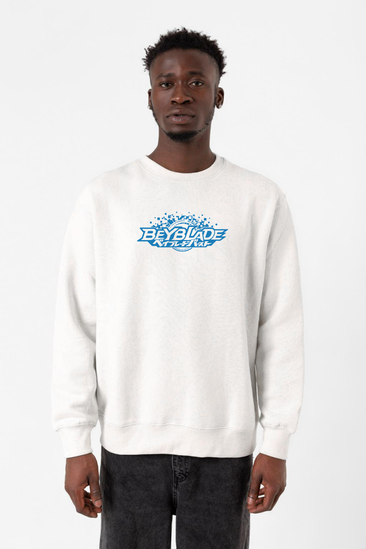 Beyblade Logo Beyaz Erkek 2ip Sweatshirt