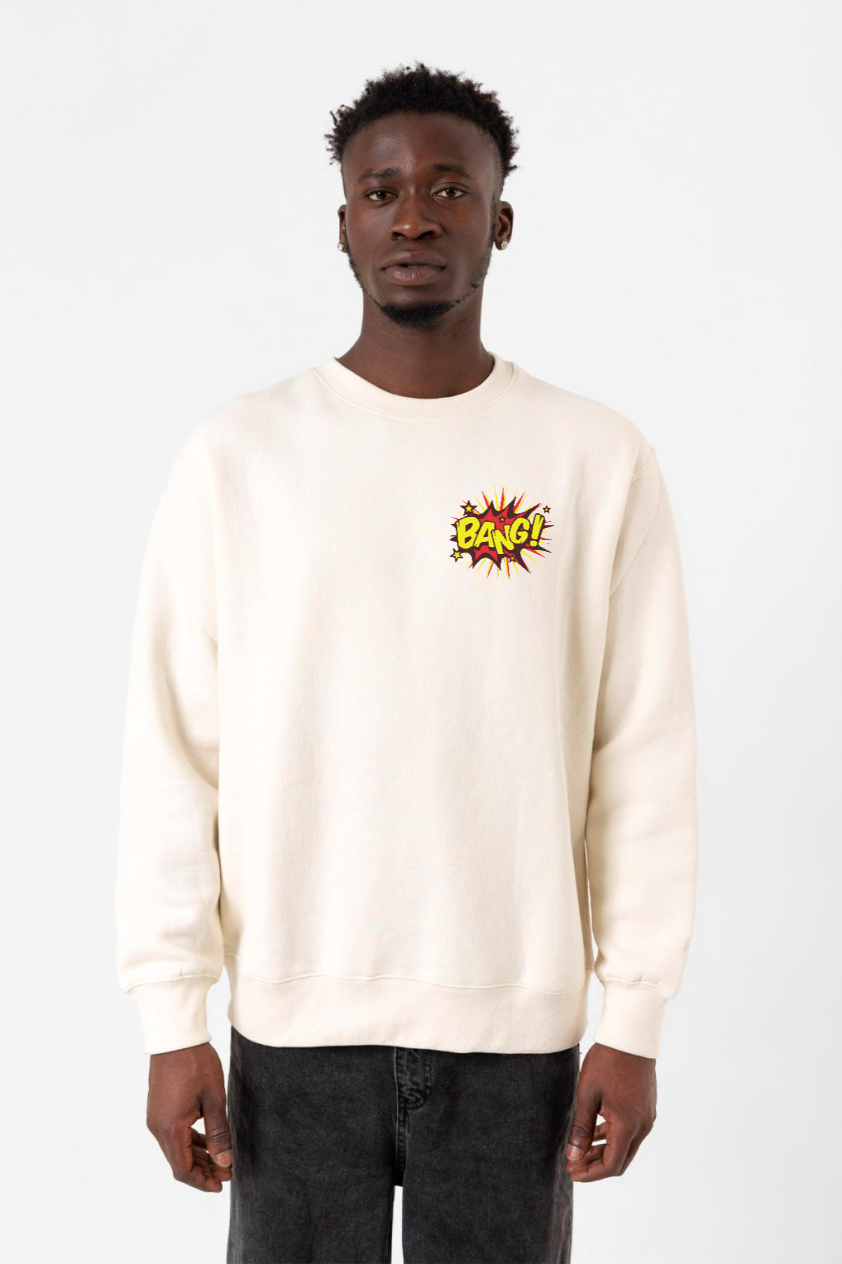 Big Bang Theory Bang Logo Ekru Erkek 2ip Sweatshirt