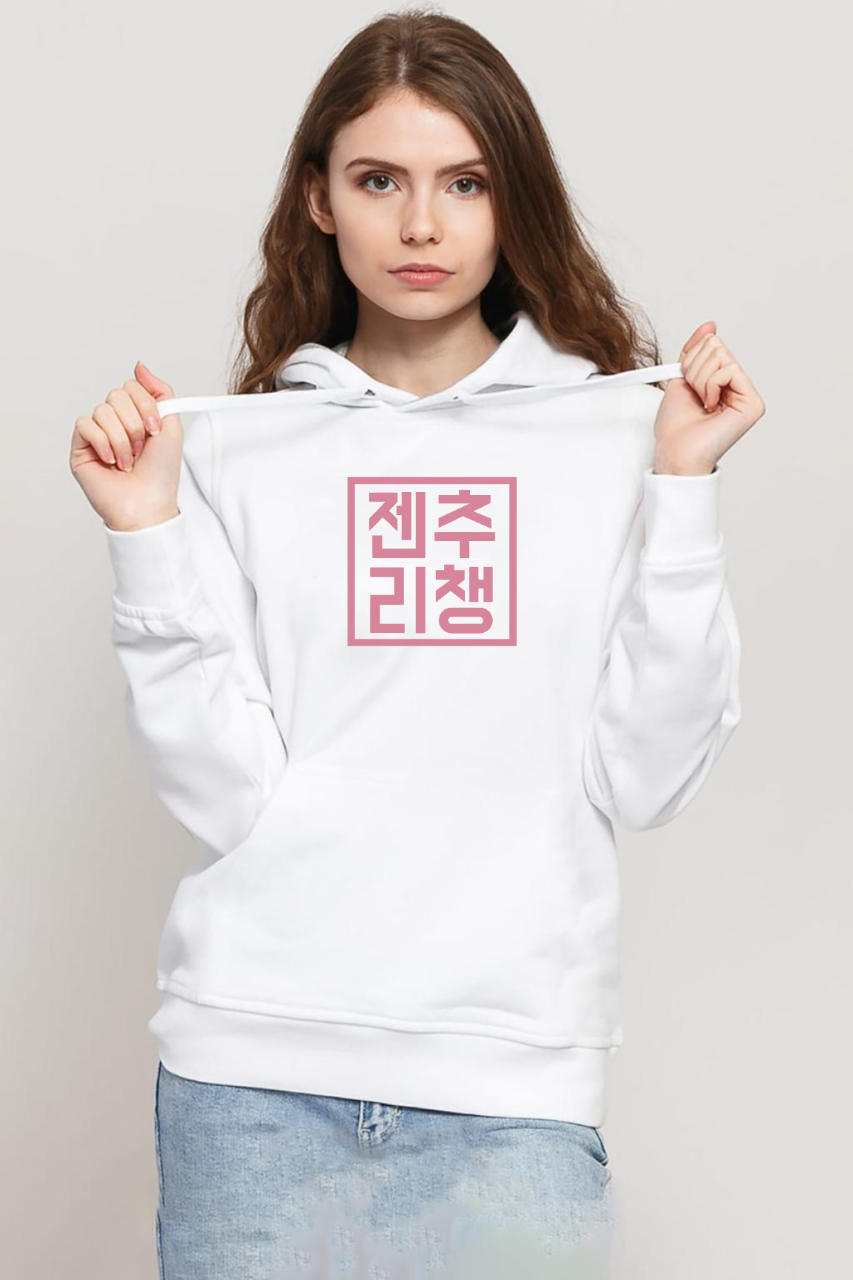 Blackpink JenChooLiChaeng Hangul Beyaz Kadın 3ip Kapşonlu Sweatshirt