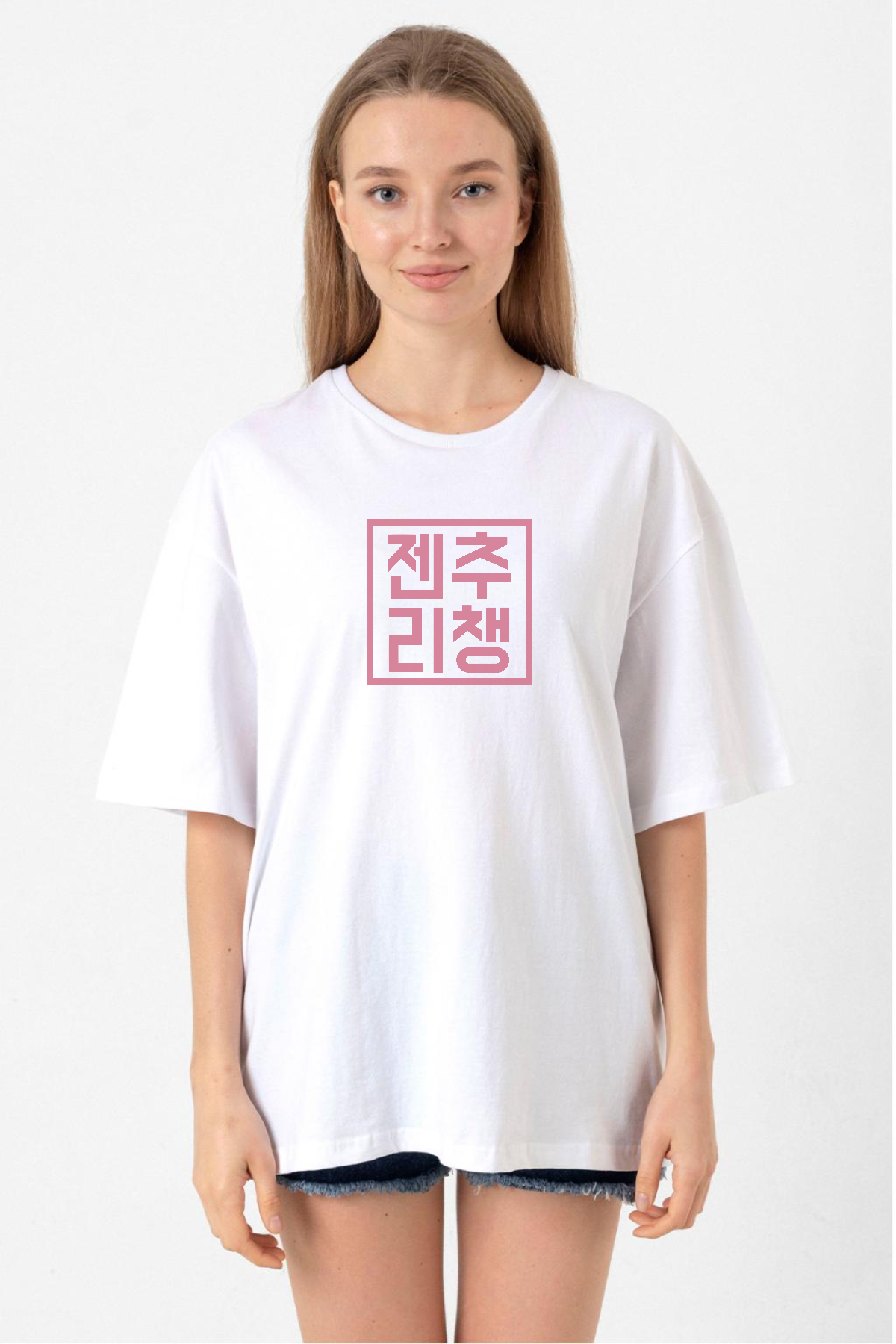 Blackpink JenChooLiChaeng Hangul Beyaz Kadın Oversize Tshirt