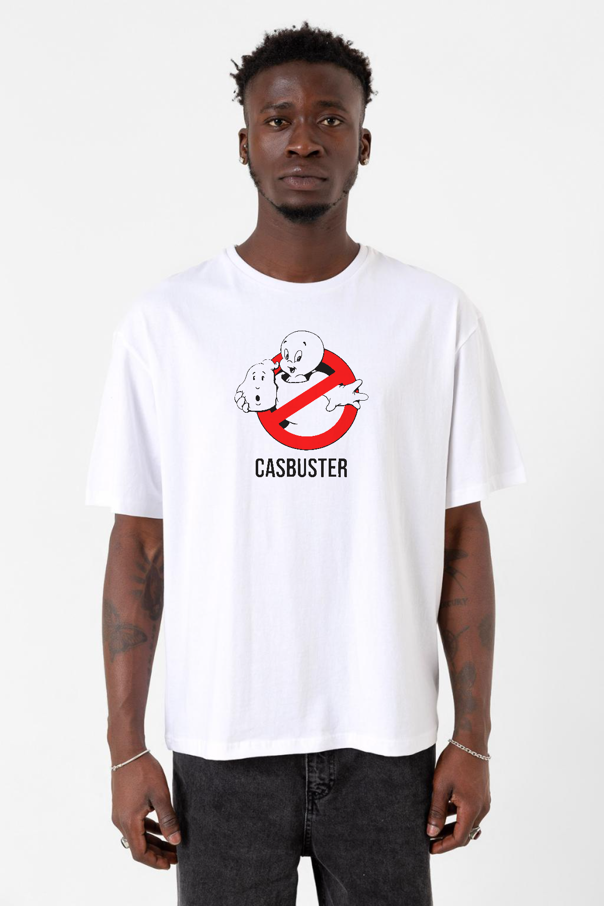 Casper The Friendly Ghost Casbuster Beyaz Erkek Oversize Tshirt