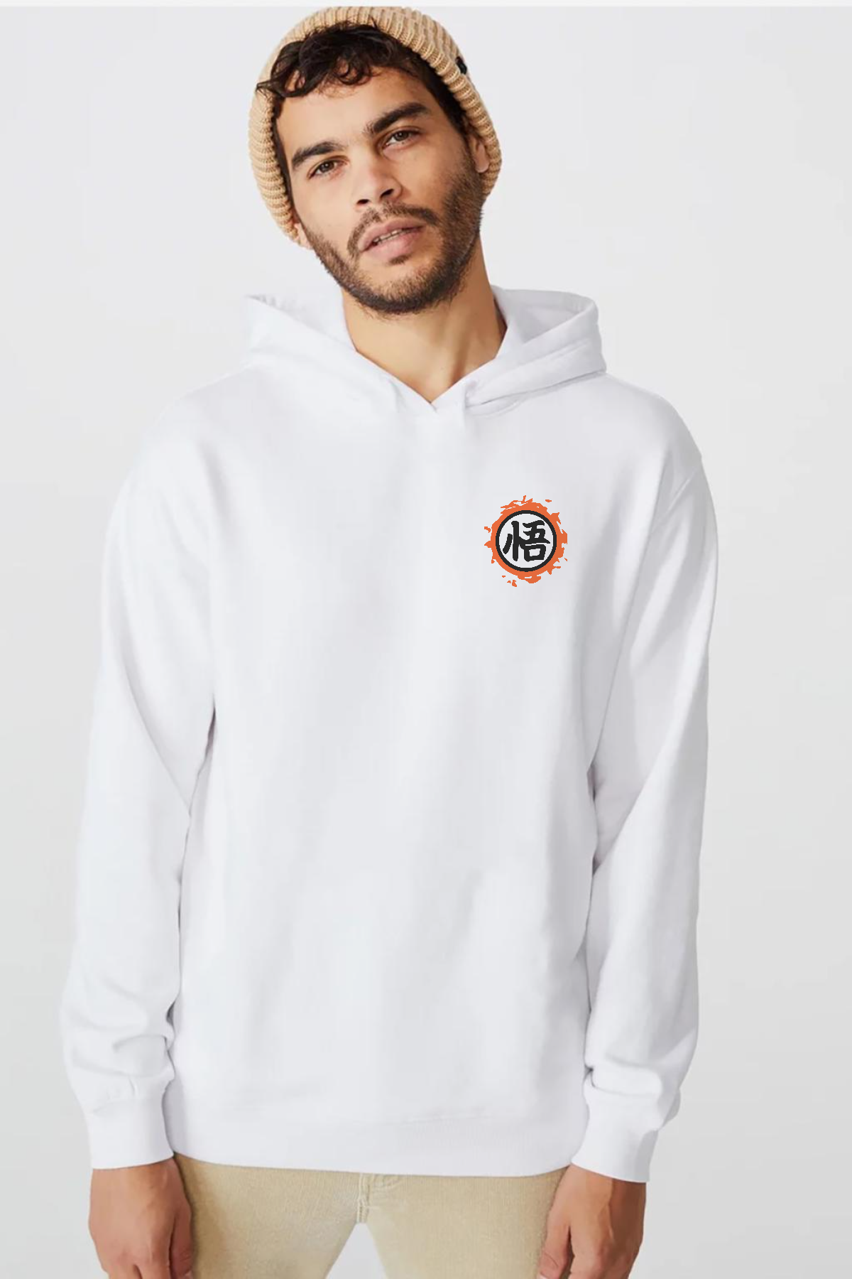 Dragon Ball Z Anime Logo Beyaz Erkek 3ip Kapşonlu  Sweatshirt