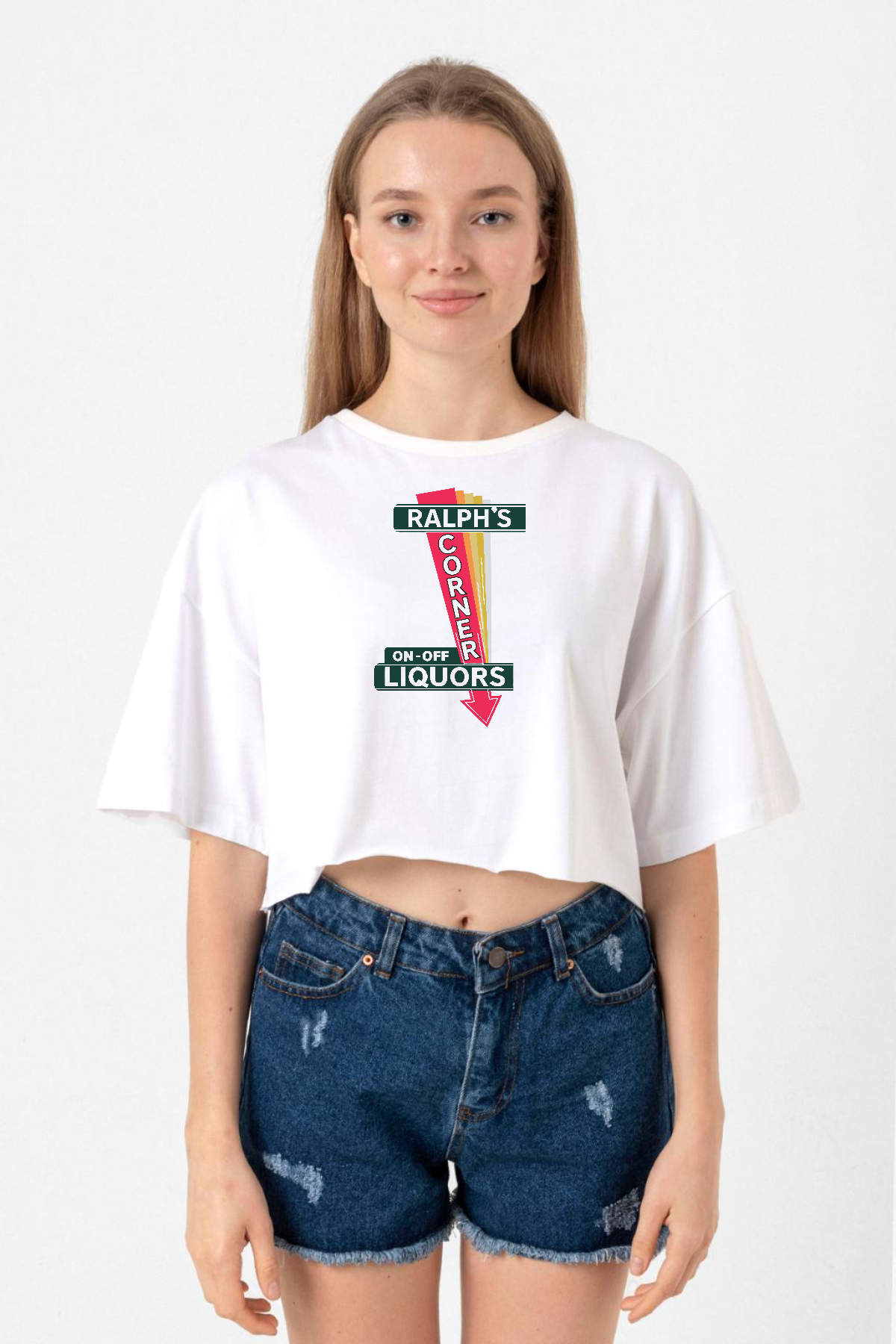 Fargo Ralphs Corner Diner Beyaz Kadın Crop Tshirt