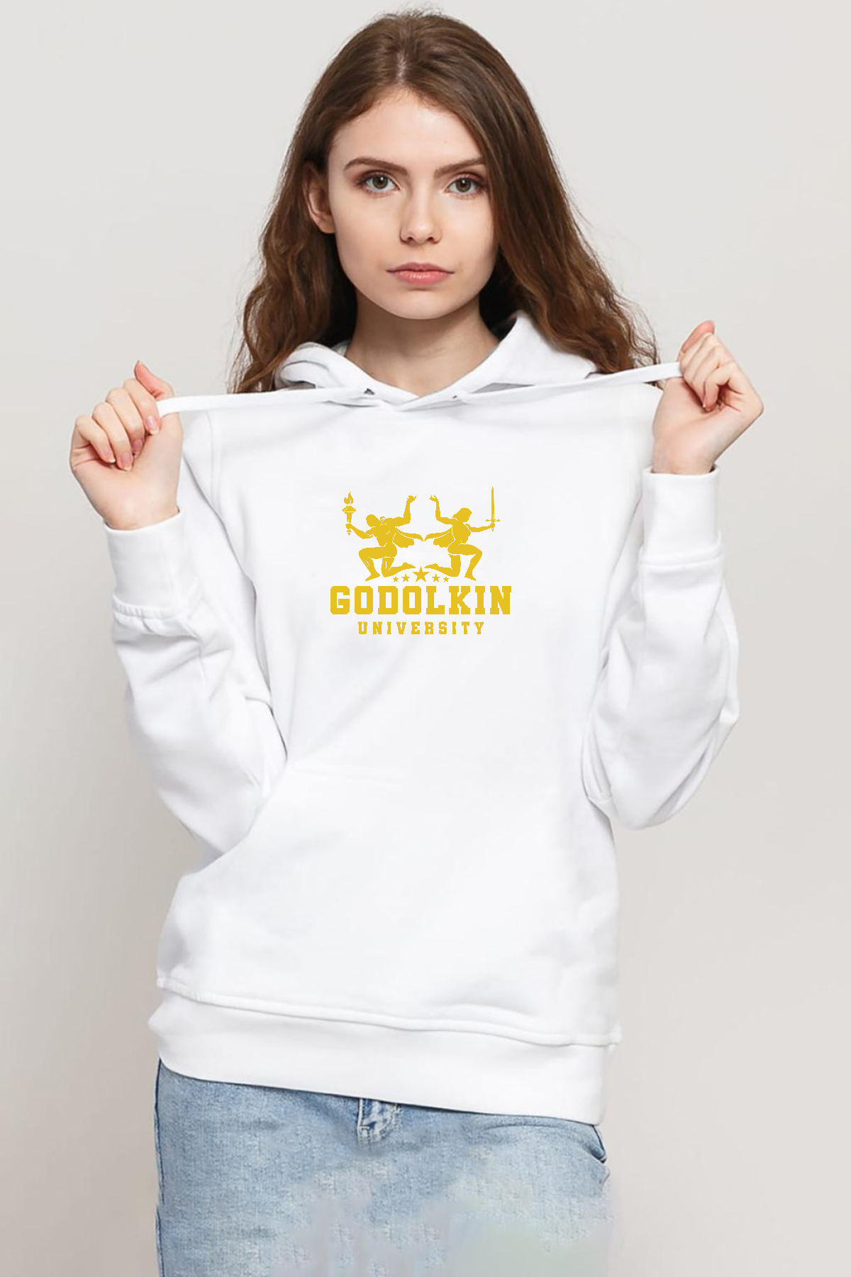 Gen V Godolkin University Logo Beyaz Kadın 3ip Kapşonlu Sweatshirt