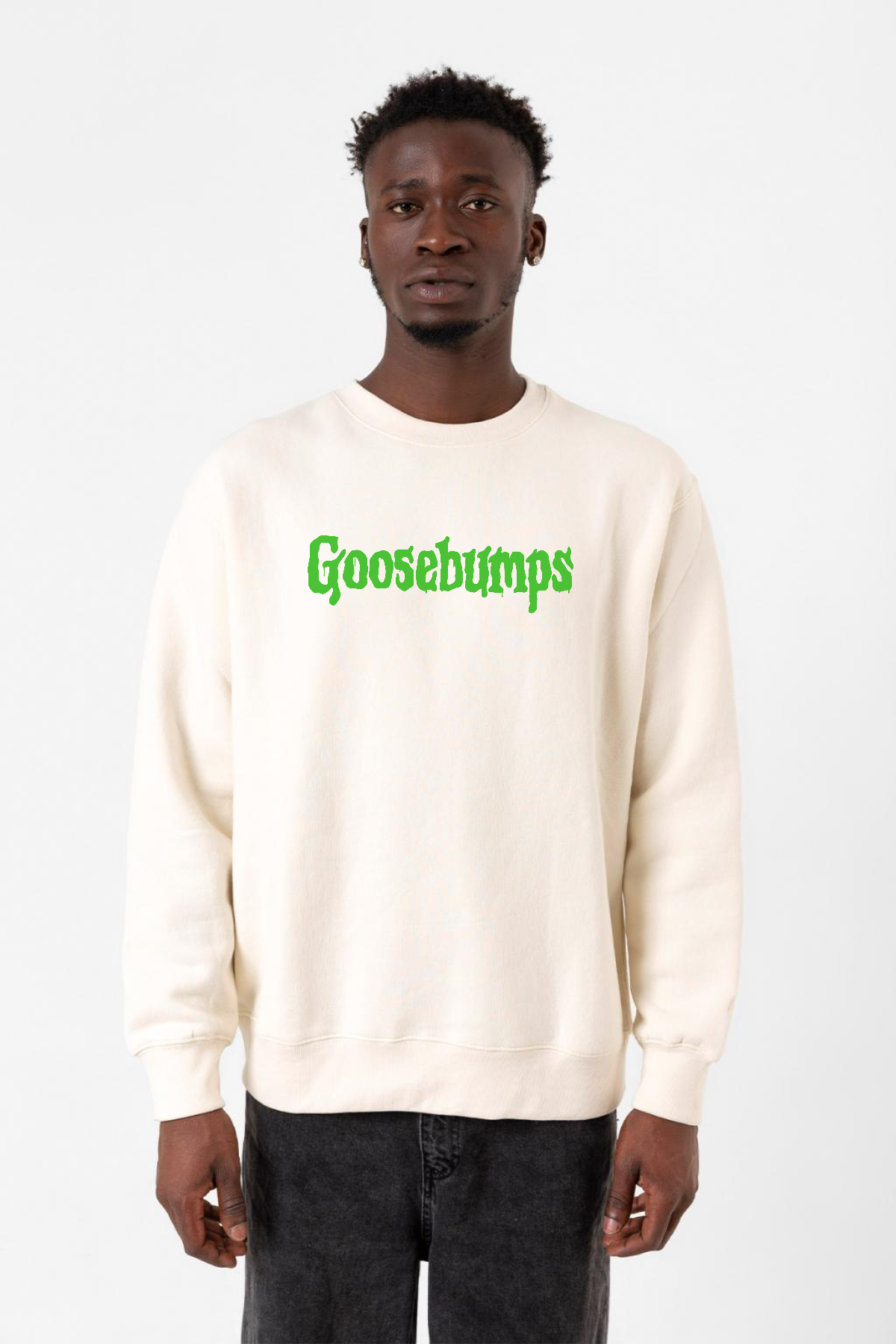 Goosebumps Lettern Ekru Erkek 2ip Sweatshirt