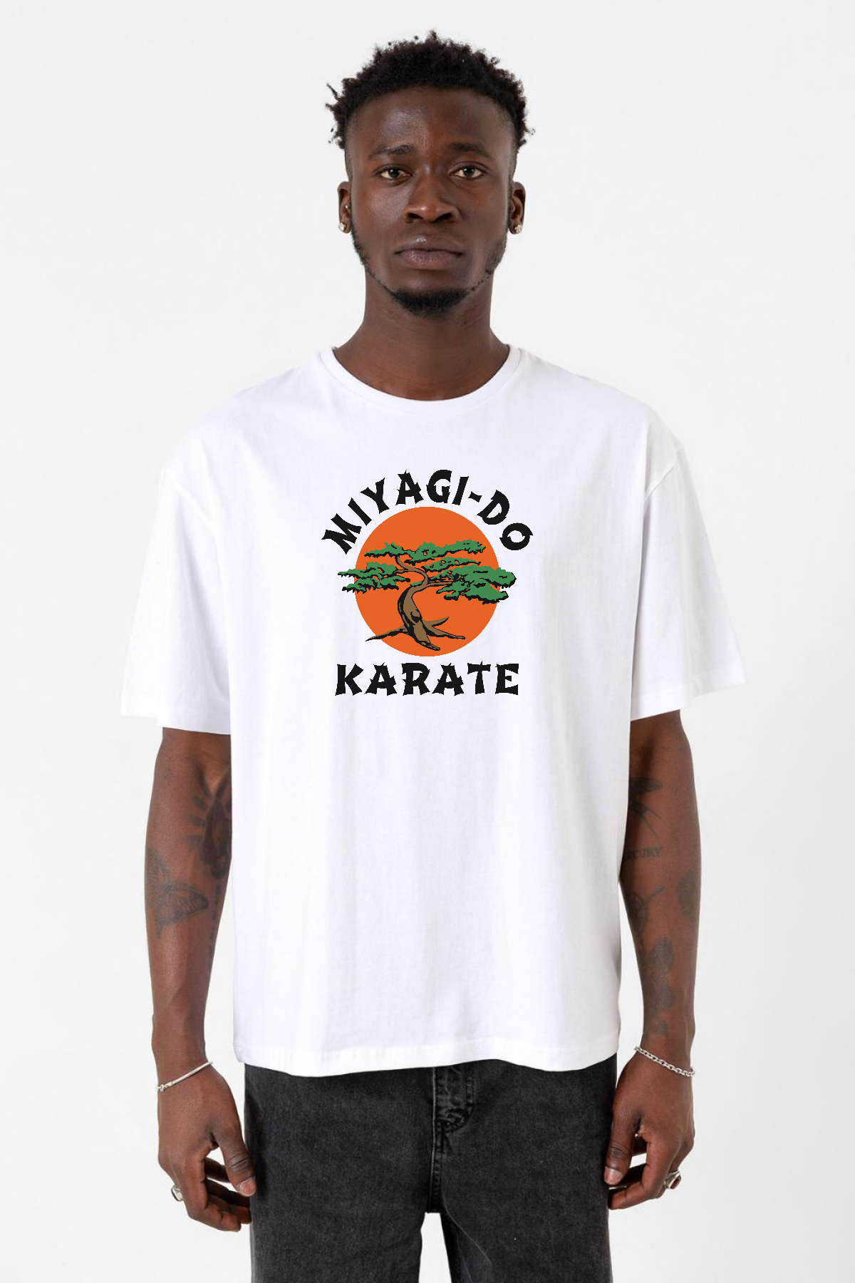 Cobra Kai Miyagi Do Karate Beyaz Erkek Oversize Tshirt