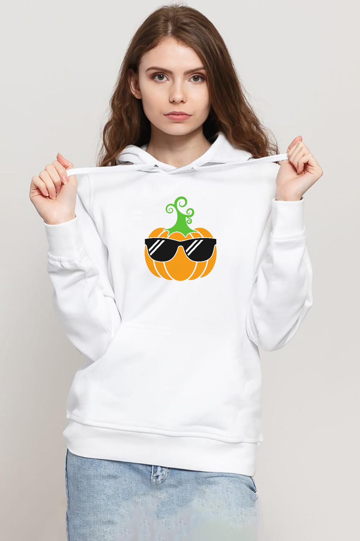 Cool Pumpkin Beyaz Kadın 3ip Kapşonlu Sweatshirt