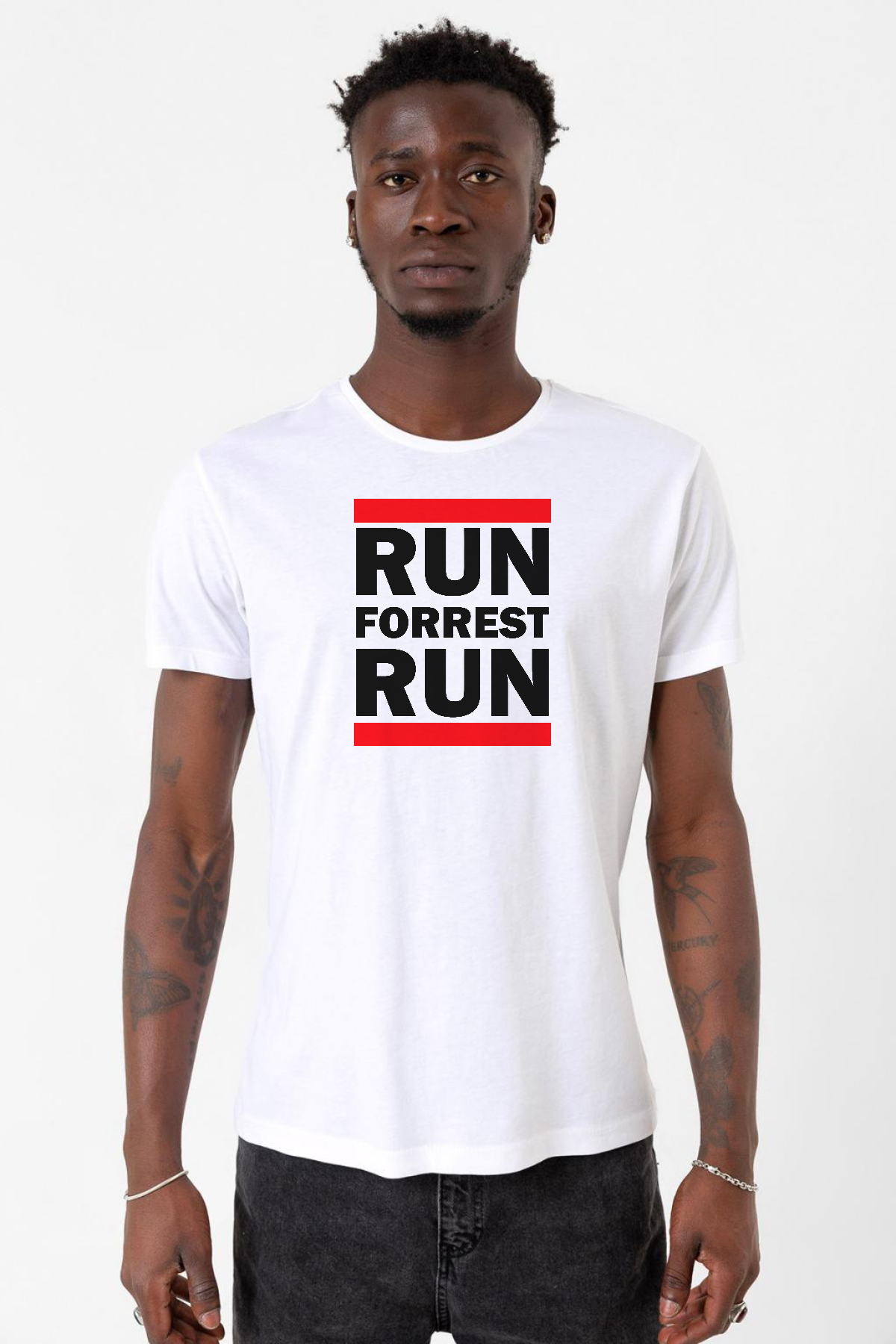 Forrest Gump Run Forrest Run Beyaz Erkek Bisikletyaka Tshirt