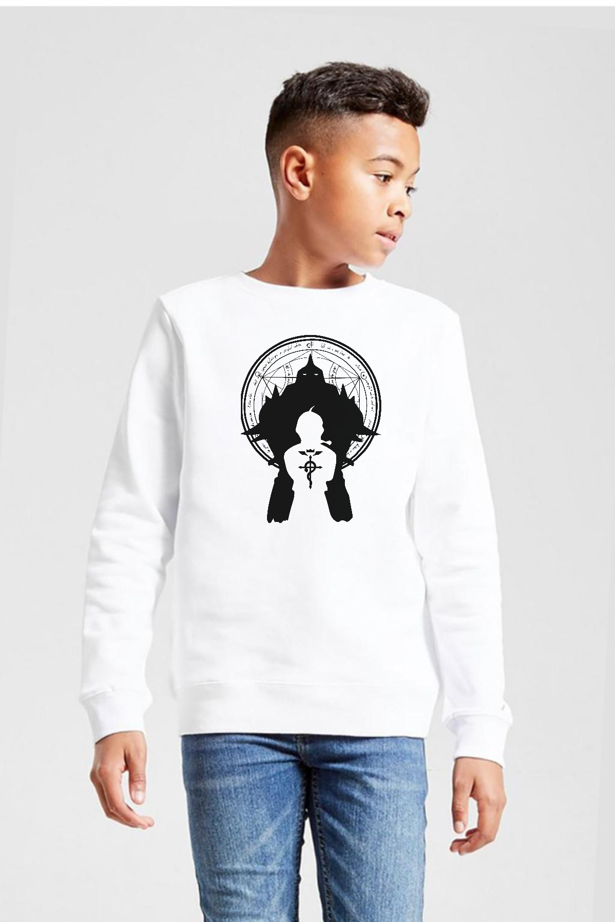 Fullmetal Alchemist Anime Logo Beyaz Çocuk 2ip Sweatshirt