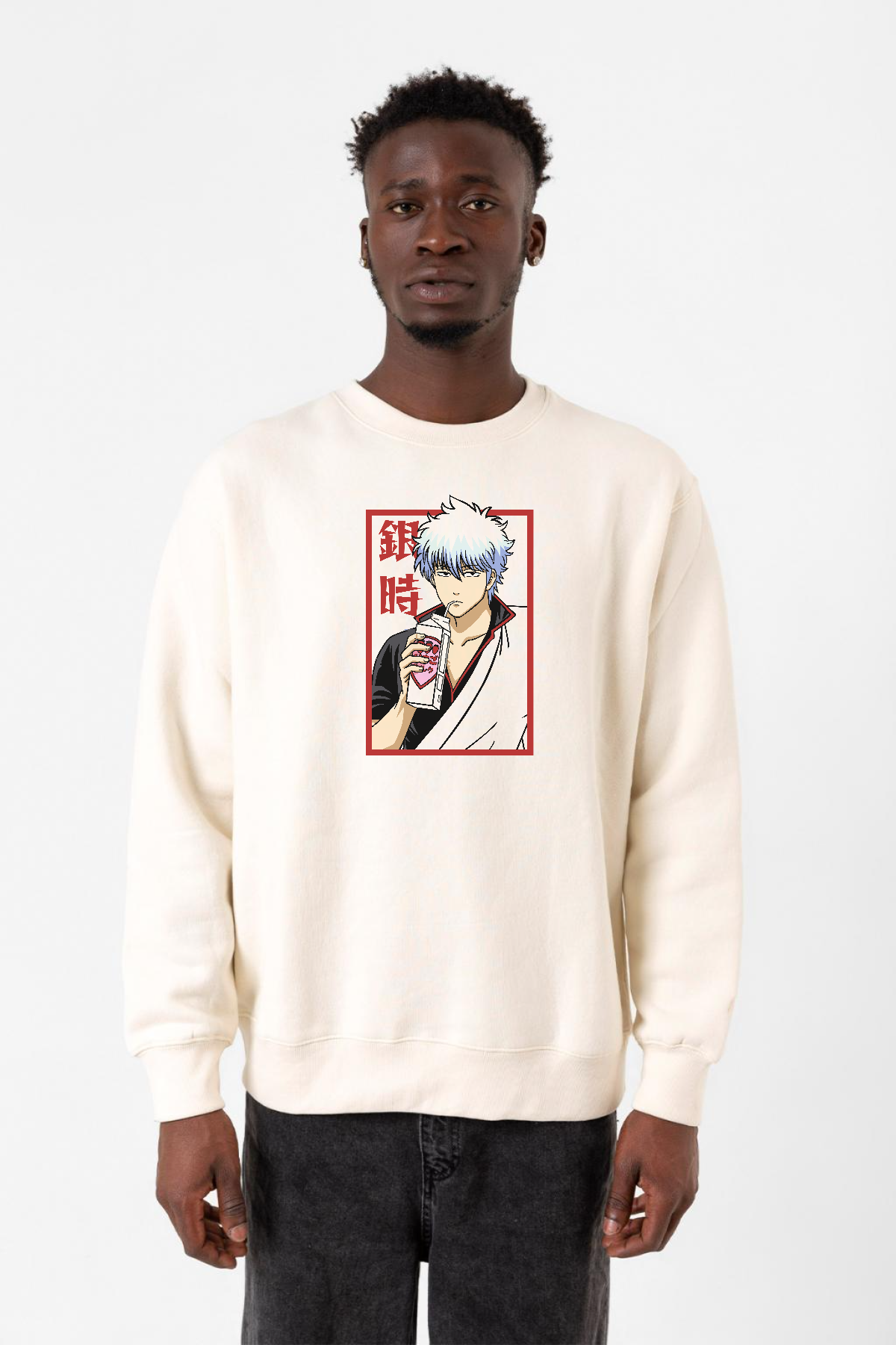 Gintama Anime Gintoki Fruit Juice Ekru Erkek 2ip Sweatshirt