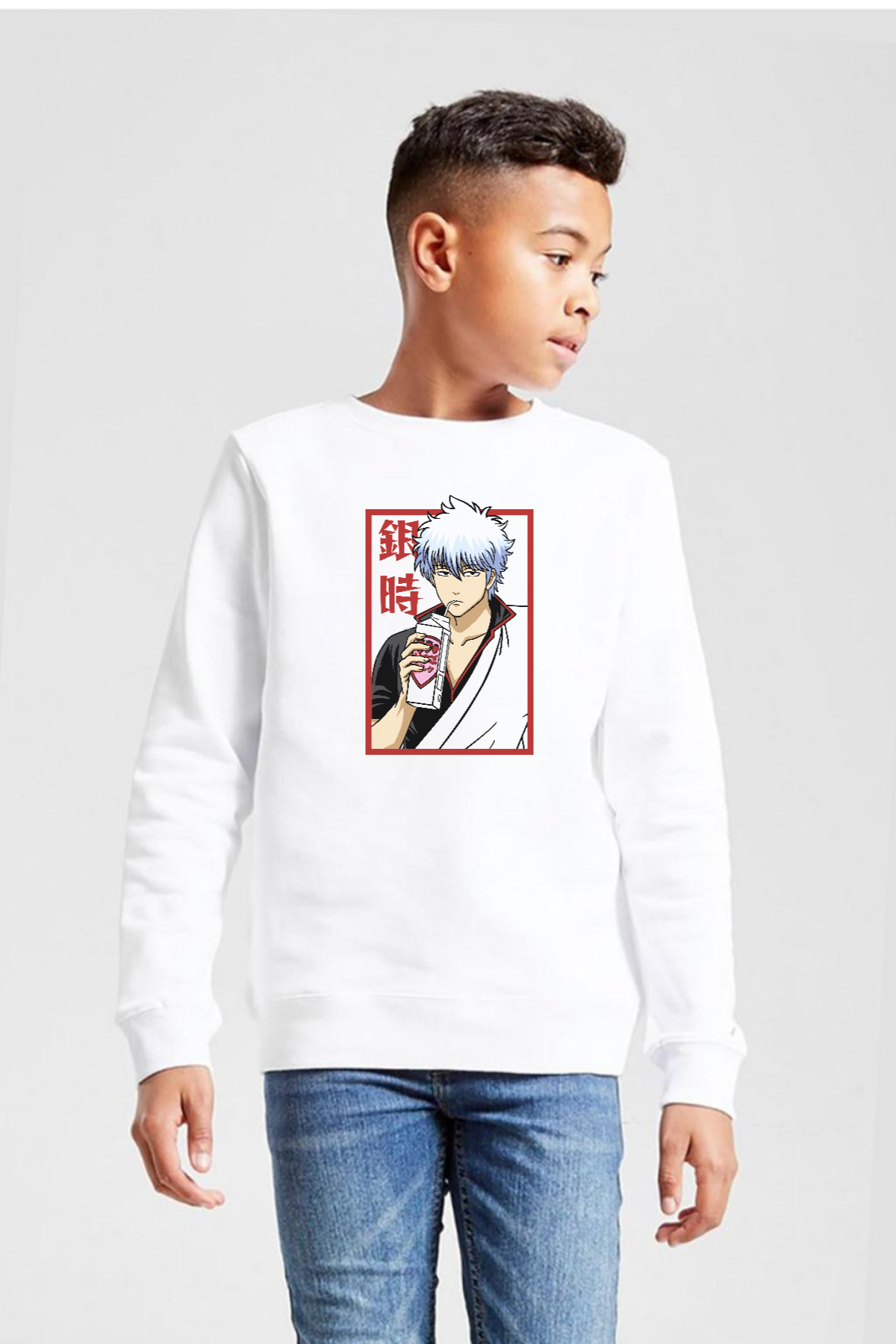 Gintama Anime Gintoki Fruit Juice Beyaz Çocuk 2ip Sweatshirt