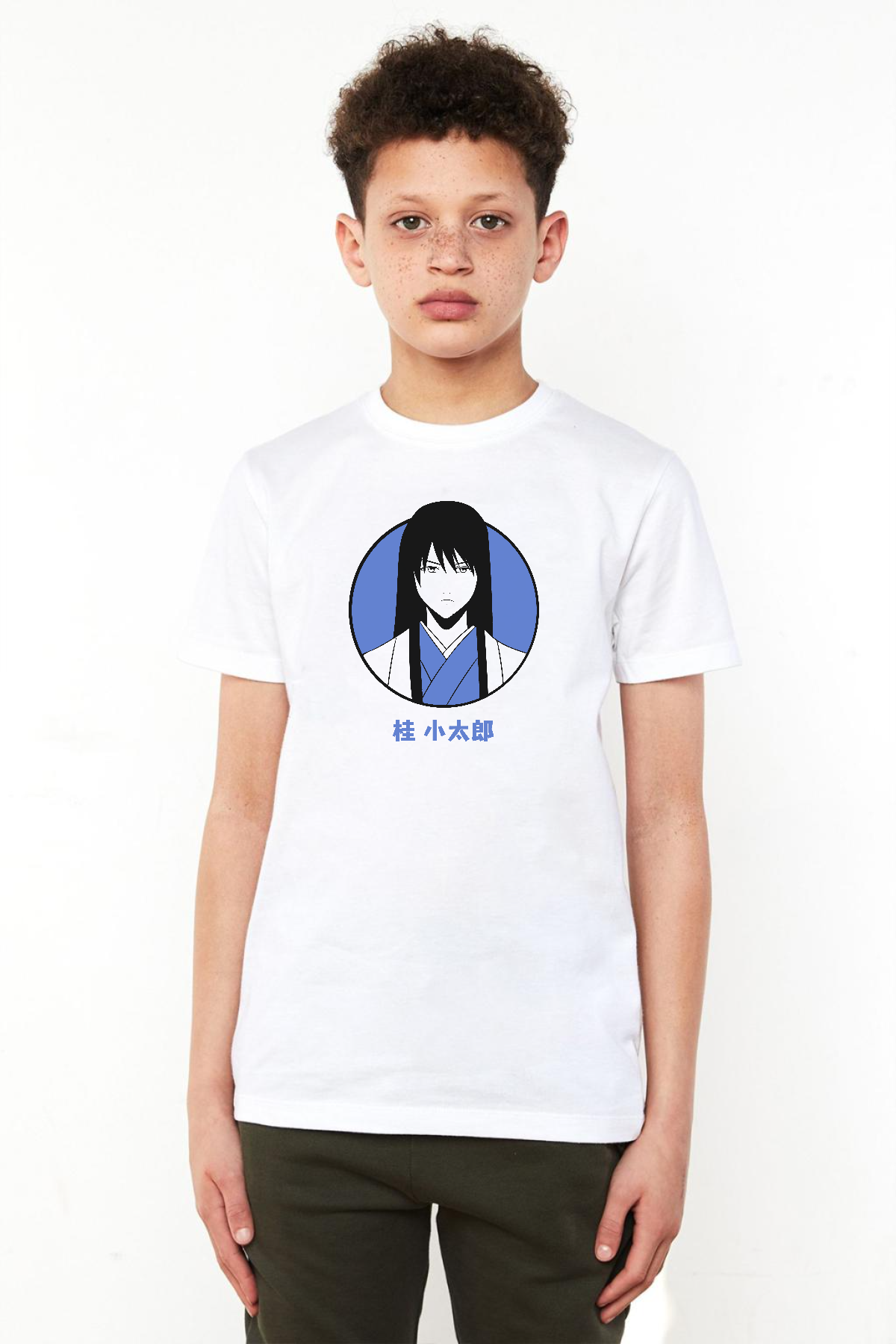 Gintama Anime Kotaro Minimal Beyaz Çocuk Bisikletyaka Tshirt