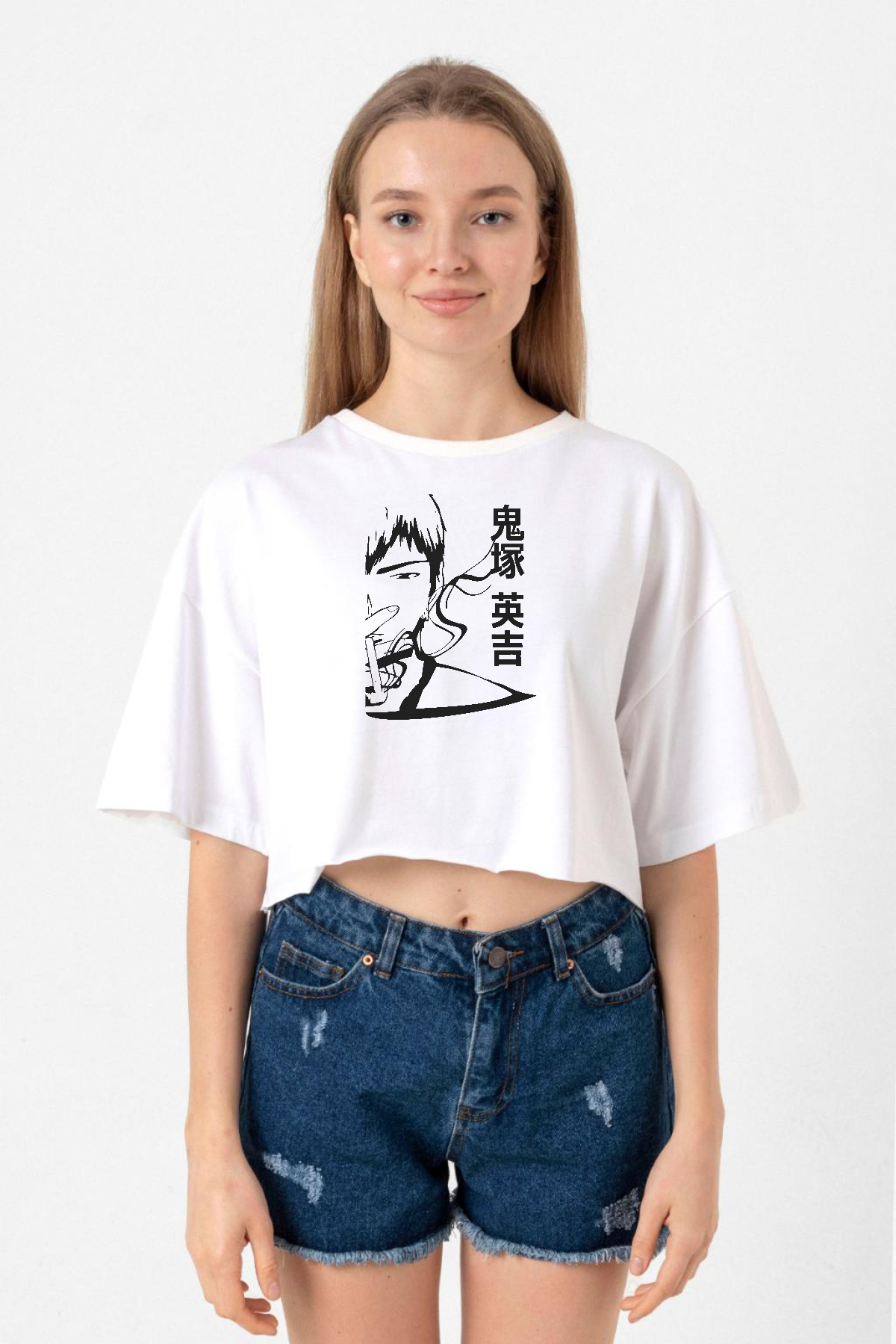 Great Teacher Anime Poster Beyaz Kadın Crop Tshirt