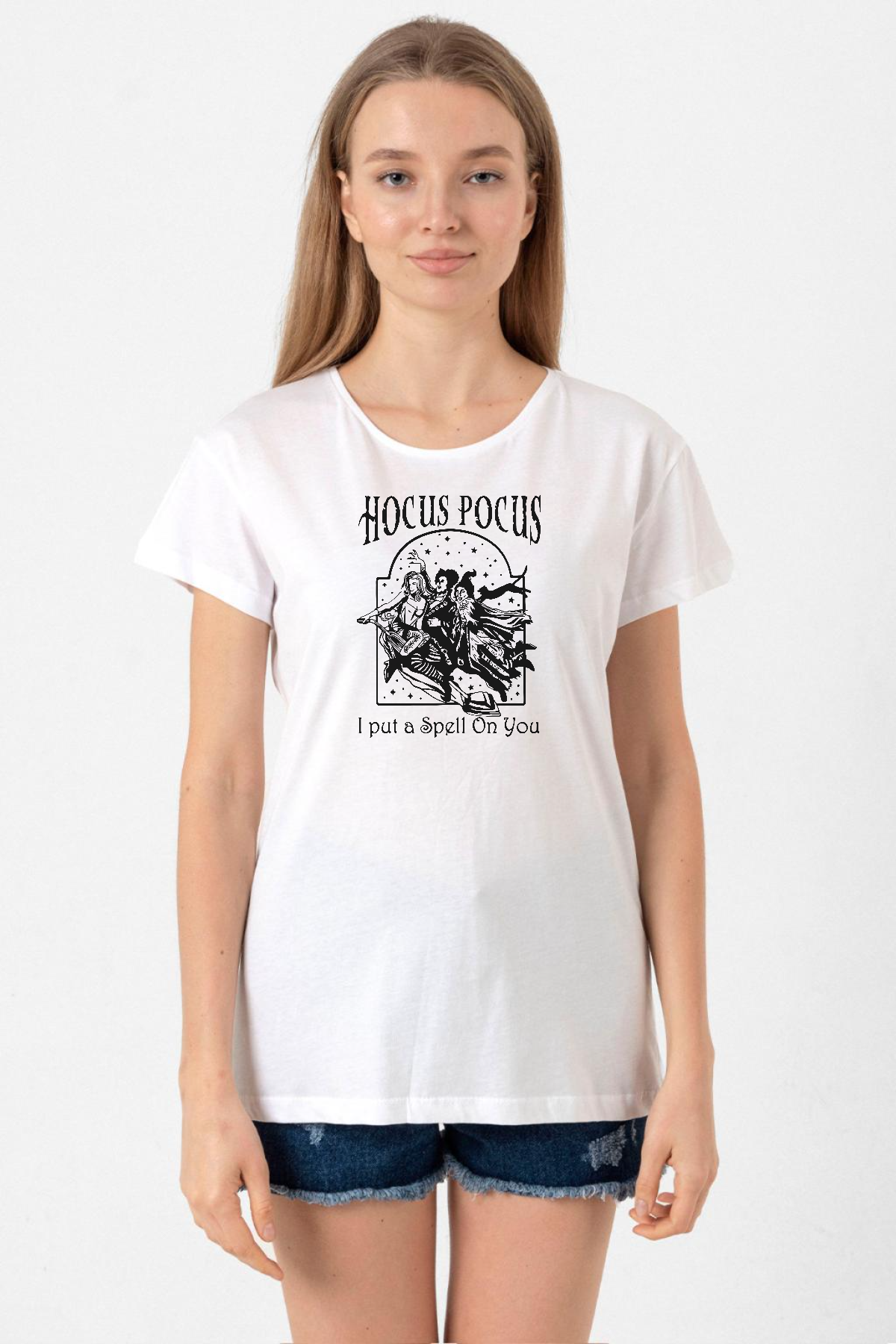 Hocus Pocus I Put A Spell On You Beyaz Kadın Bisikletyaka Tshirt