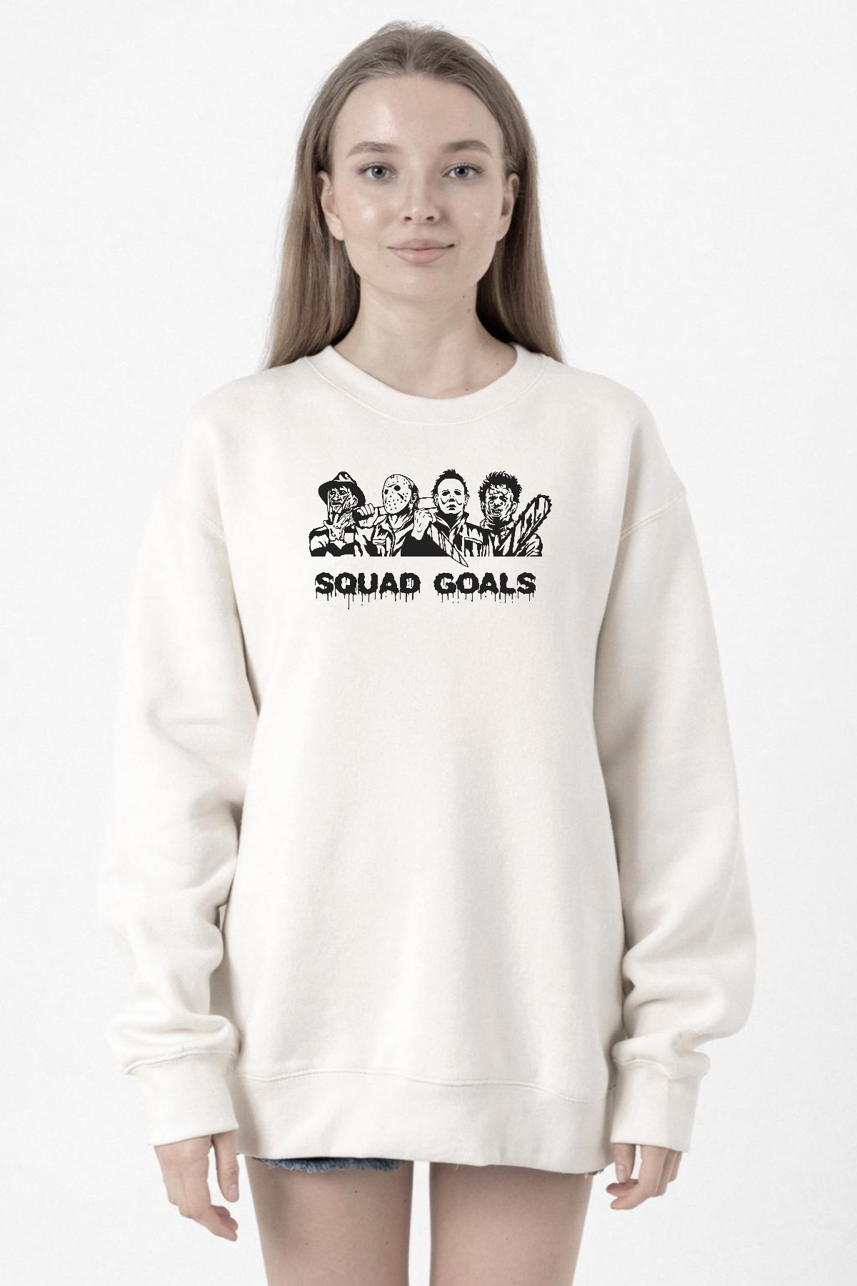 Horror Movie Squad Goals Beyaz Kadın 2ip Sweatshirt
