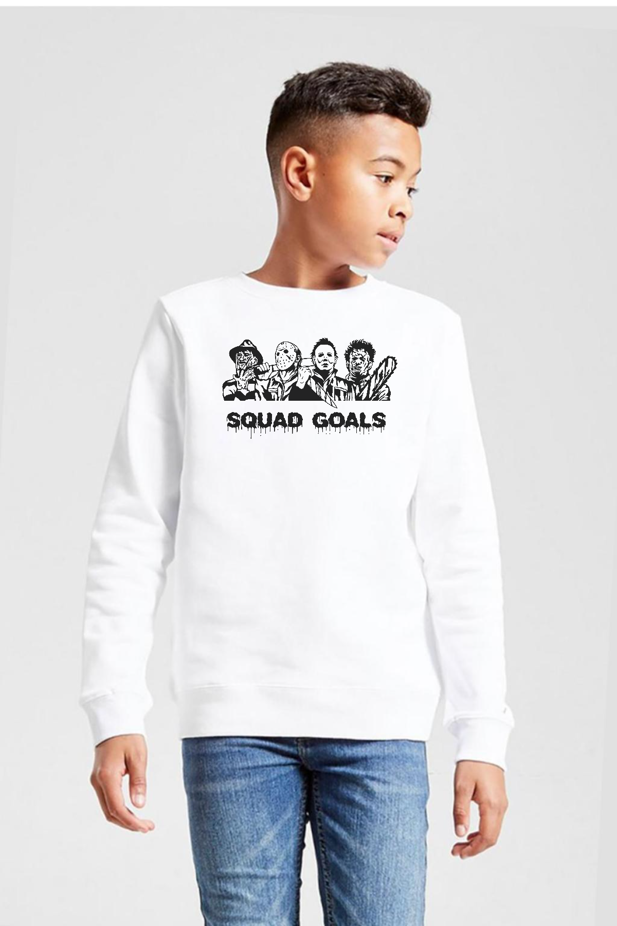 Horror Movie Squad Goals Beyaz Çocuk 2ip Sweatshirt