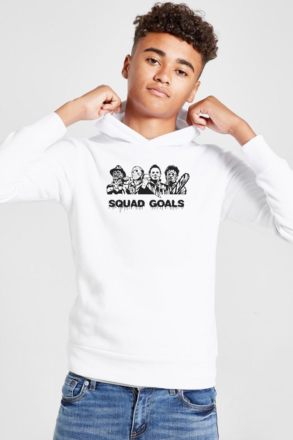 Horror Movie Squad Goals Beyaz Çocuk 3ip Kapşonlu  Sweatshirt