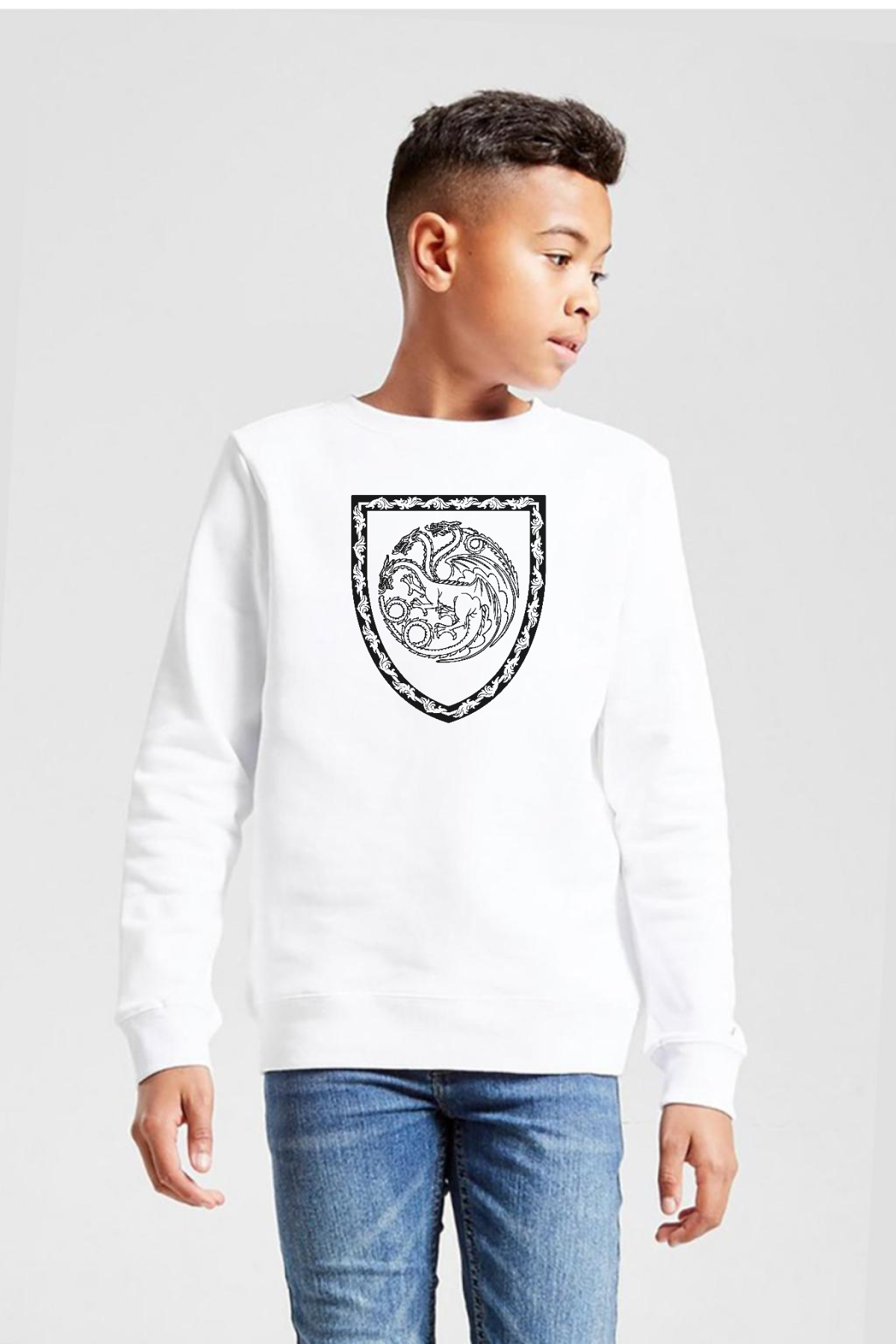 House Of The Dragon Targaryen Amblem Beyaz Çocuk 2ip Sweatshirt