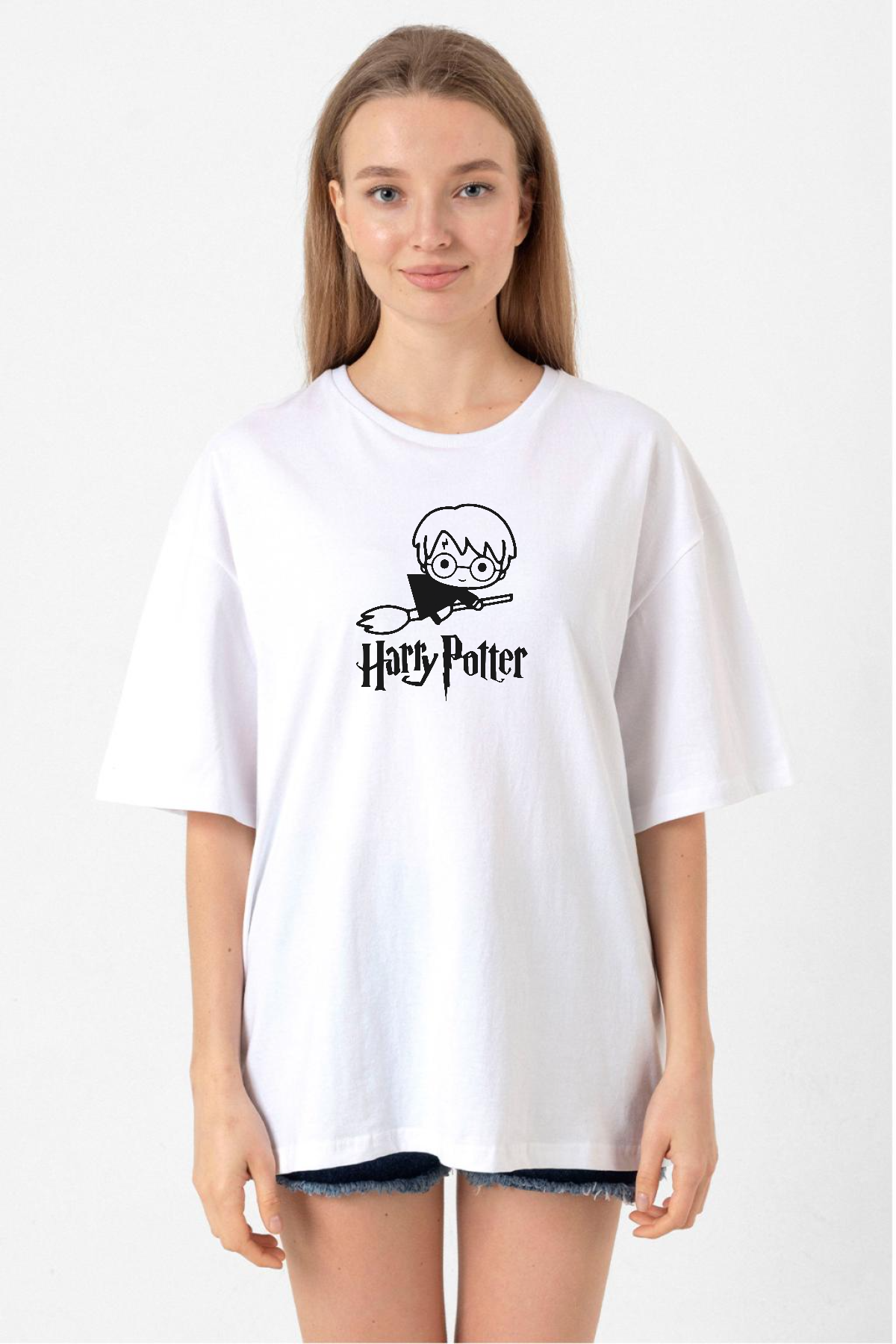 HP Fly Beyaz Kadın Oversize Tshirt